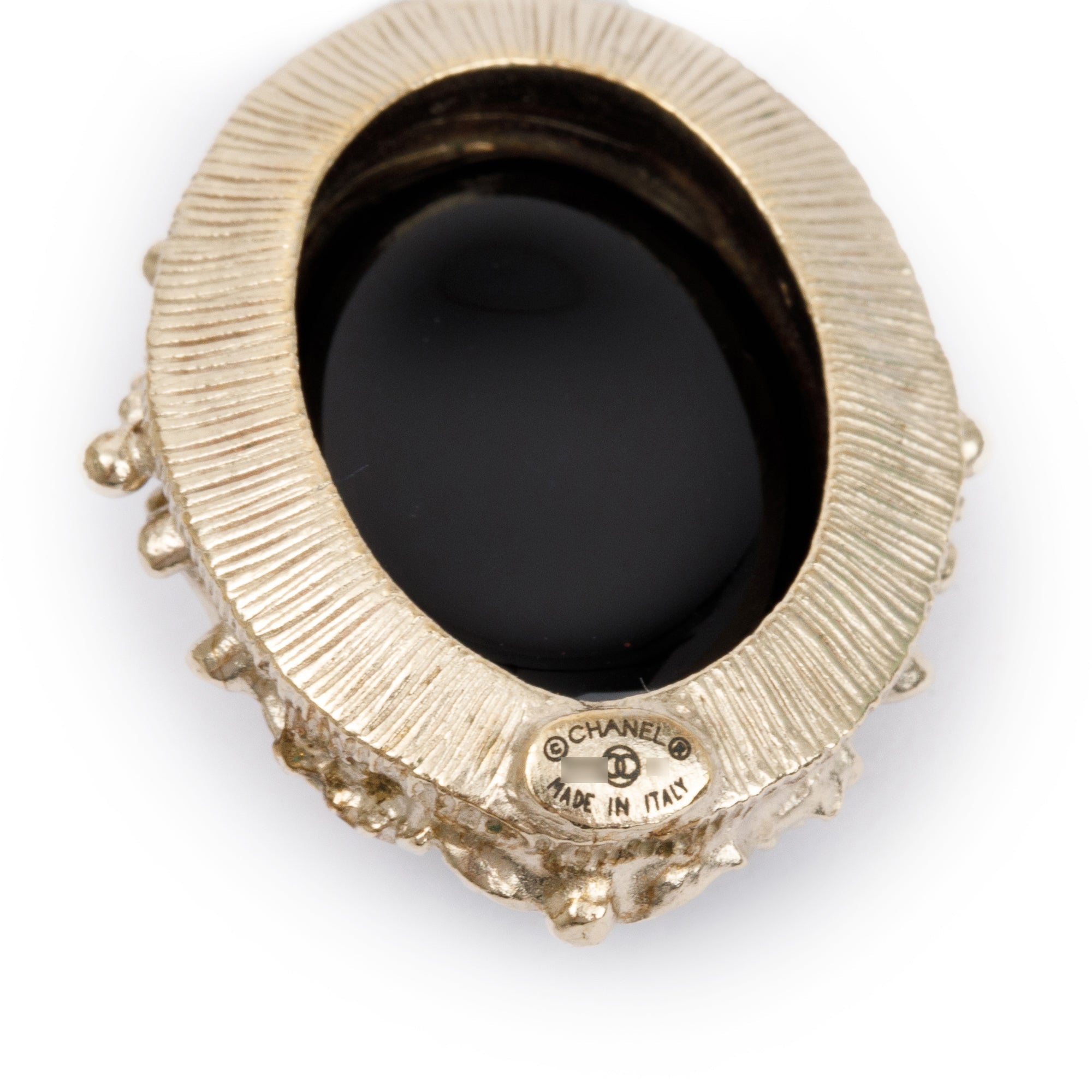 Chanel Gold-Plated Metal Black Resin CC Pendant Necklace w/ Box