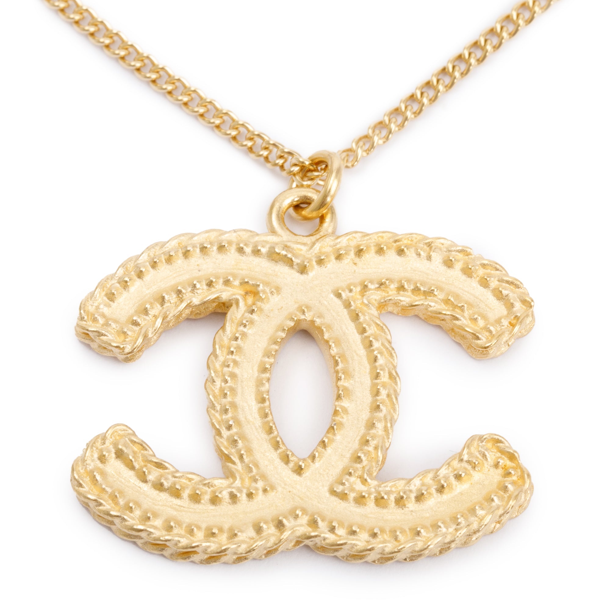 Chanel Gold-Plated Metal CC Pendant Necklace