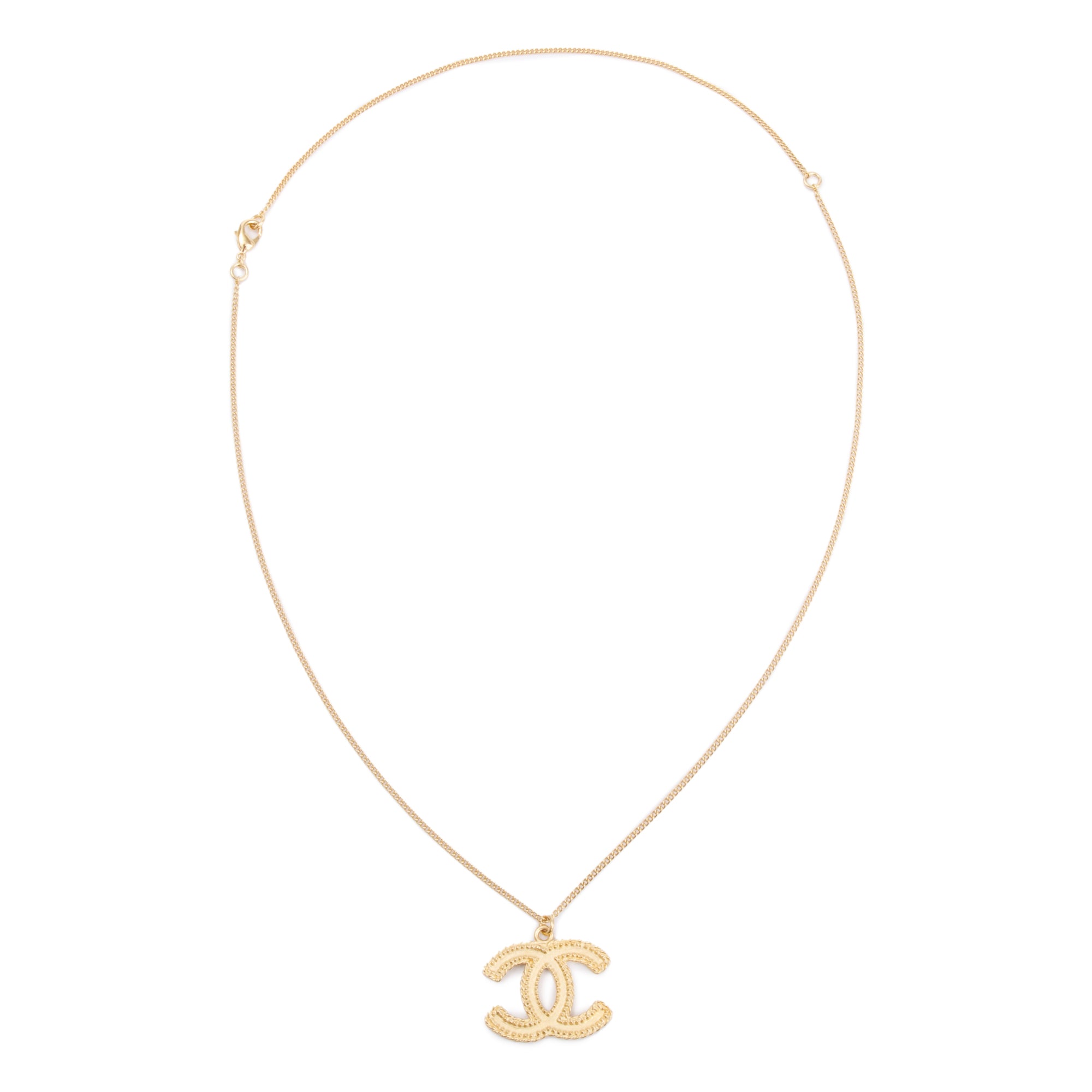 Chanel Gold-Plated Metal CC Pendant Necklace