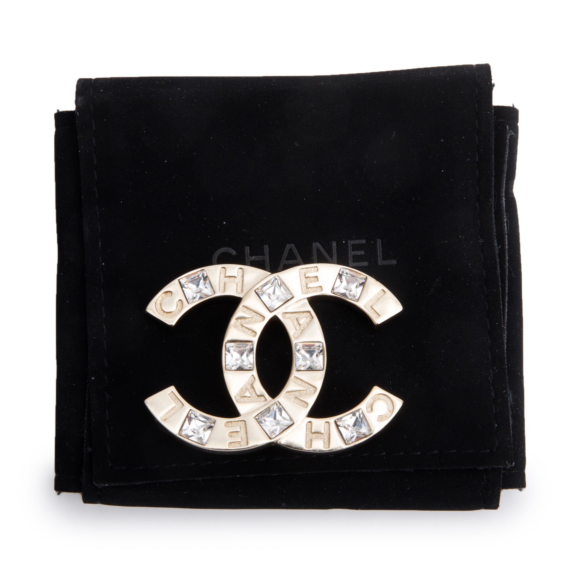 Chanel Gold Plated Strass CC Brooch