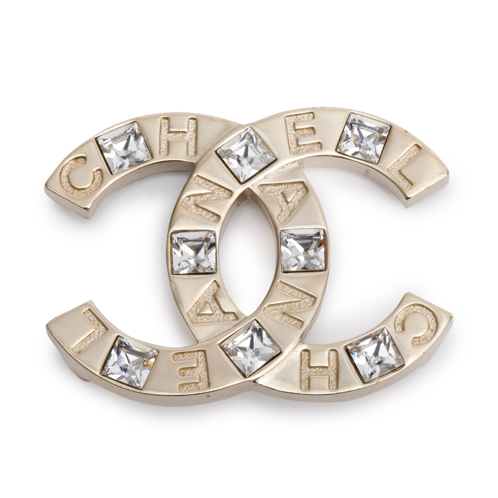 Chanel Gold Plated Strass CC Brooch