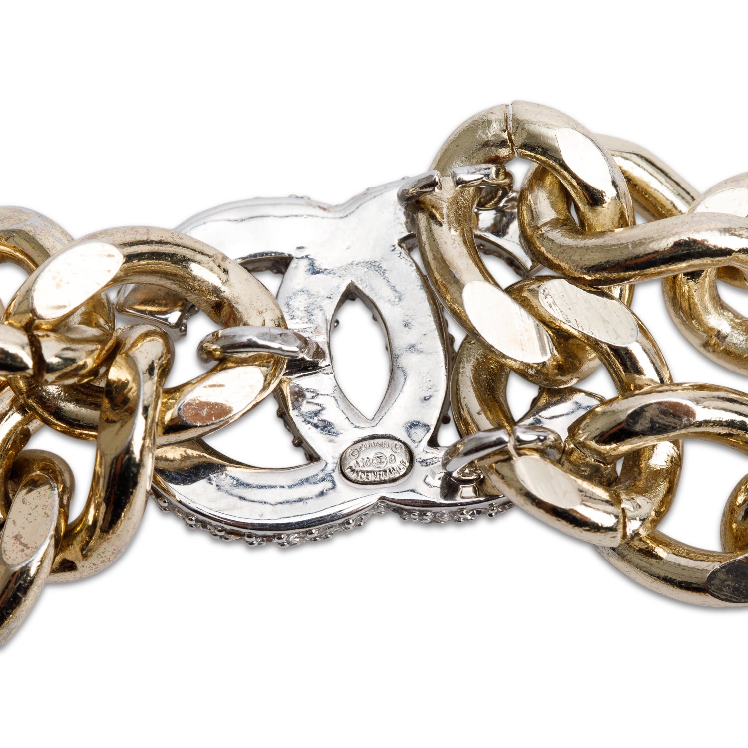 Chanel Gold Plated Strass CC Lariat Necklace w/ Box