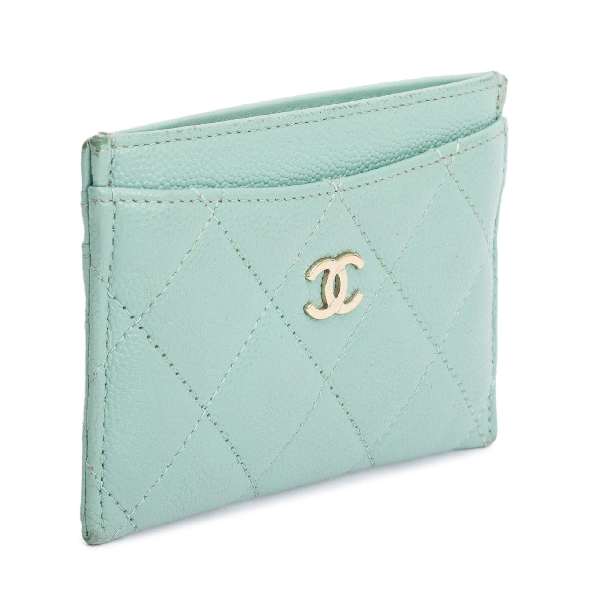 Chanel Green Caviar Leather Classic Card Holder