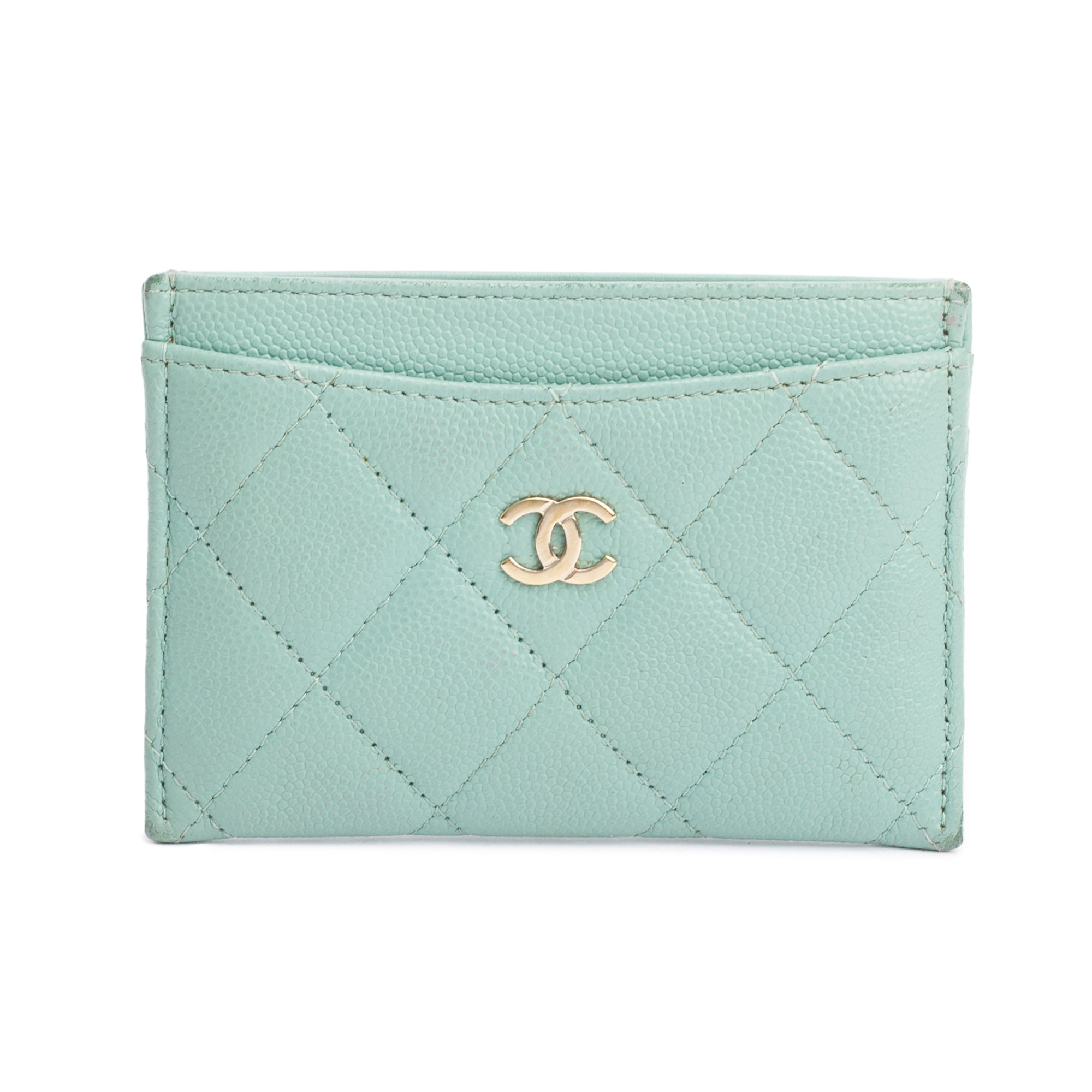 Chanel Green Caviar Leather Classic Card Holder
