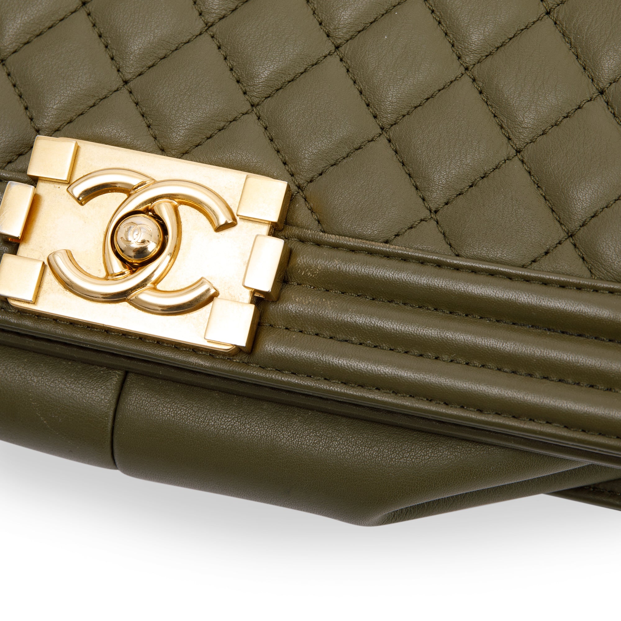 Chanel Green Lambskin Medium Boy Bag