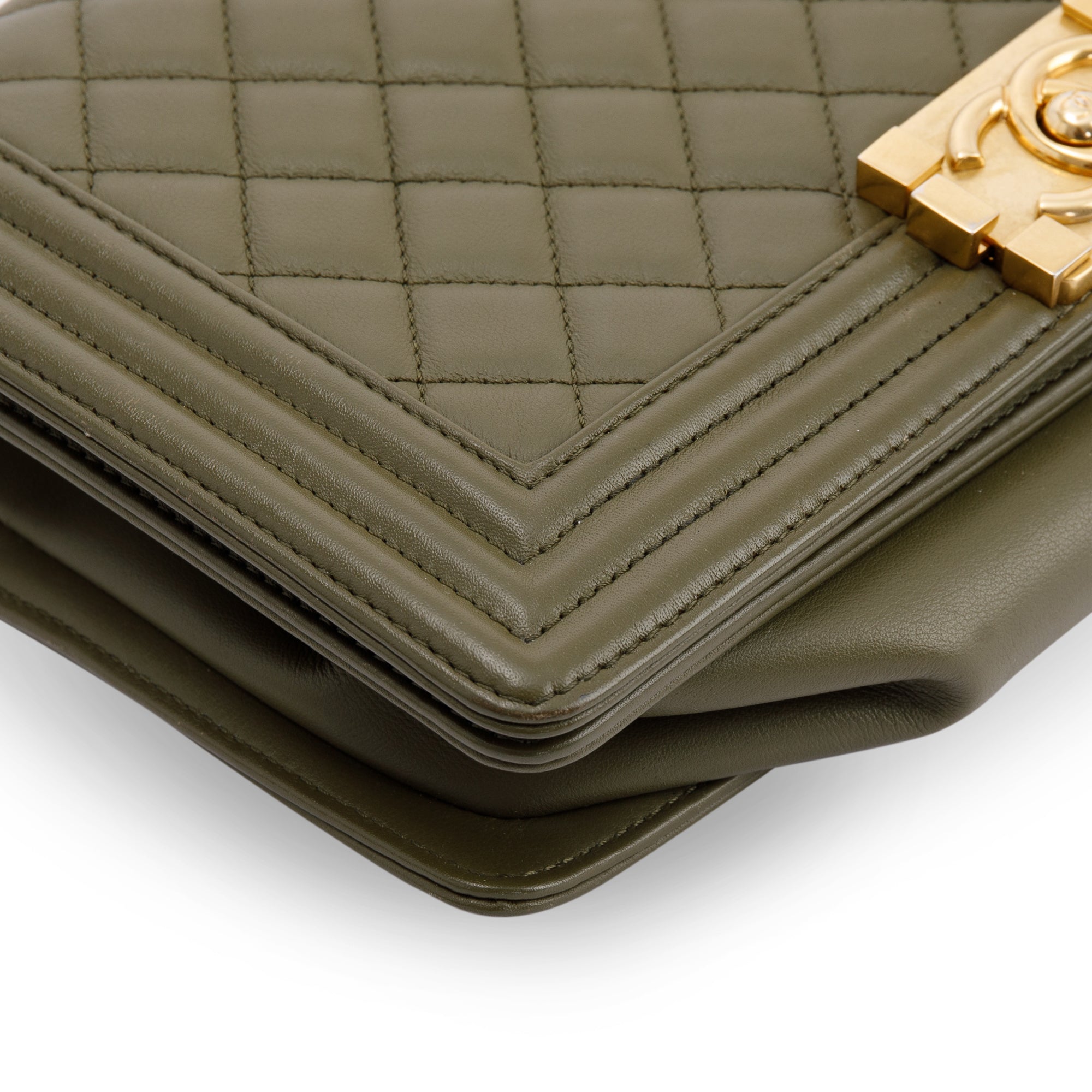 Chanel Green Lambskin Medium Boy Bag