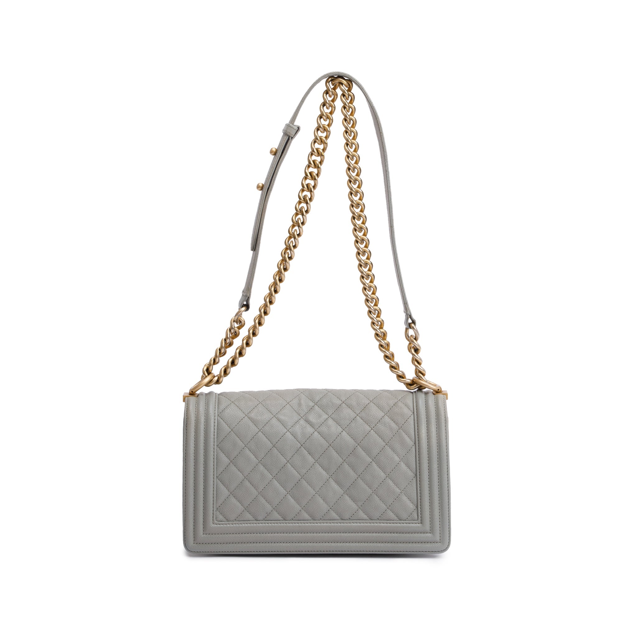 Chanel Grey Caviar Leather Medium Boy Bag w/ Box, Receipt & Authenticity Card