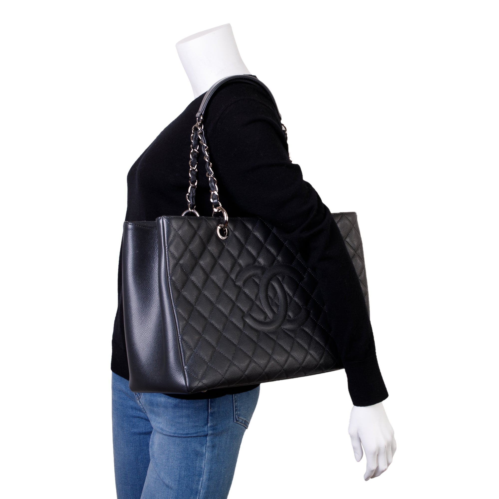 Chanel Grey Caviar Leather XL Grand Shopping Tote (GST) w/ Box, Receipt & Authenticity Card