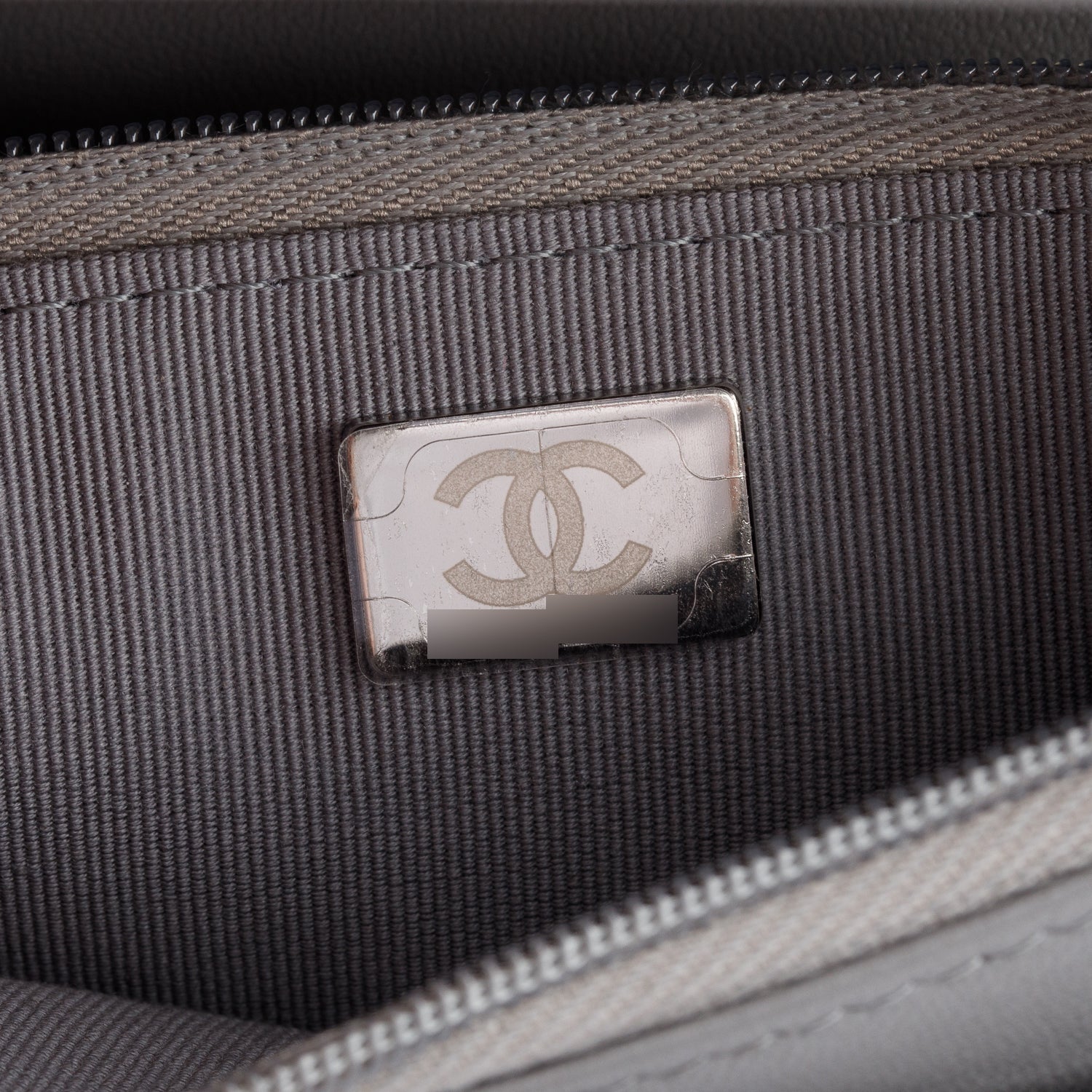 Chanel Grey Chevron Caviar Leather Classic Wallet on Chain w/ Box