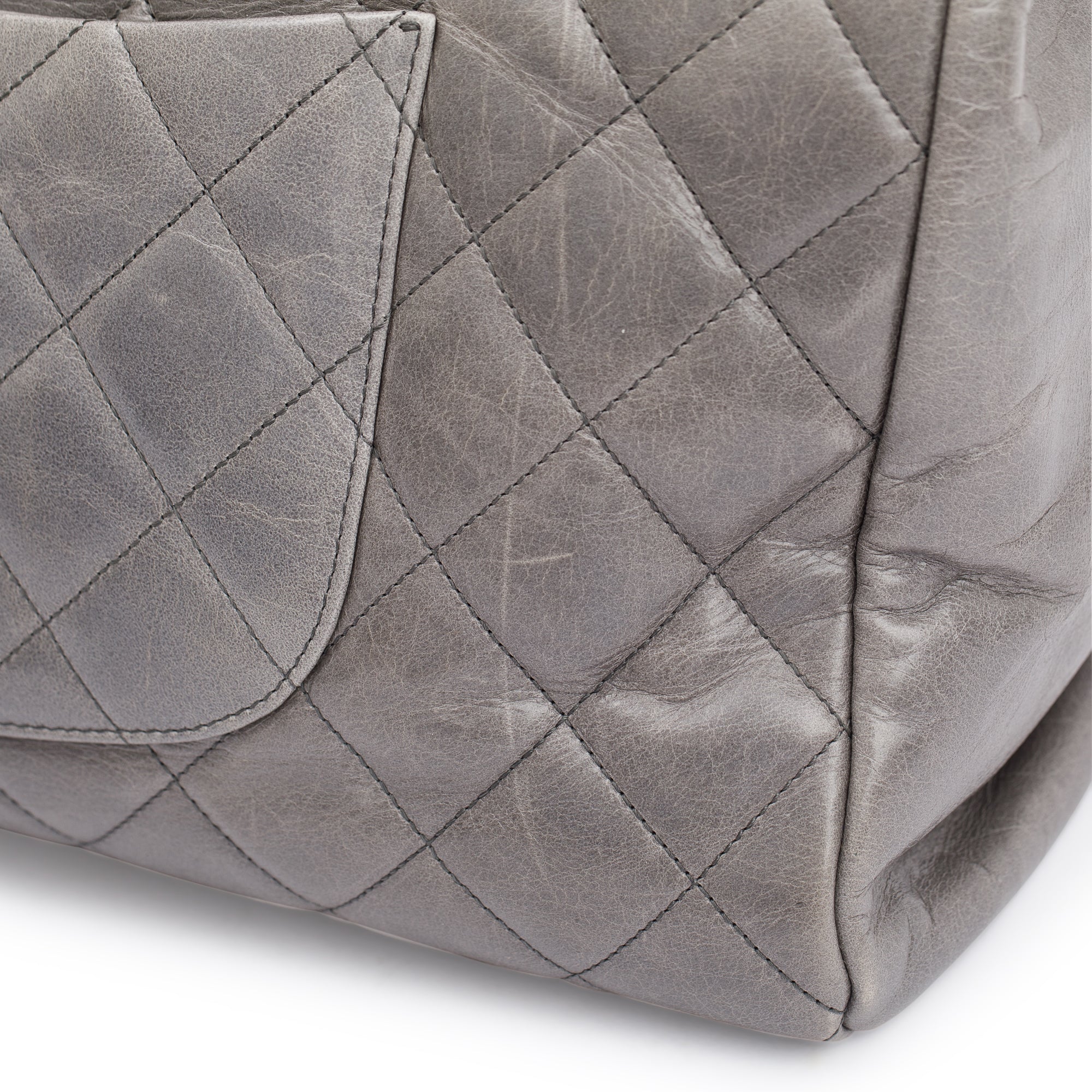 Chanel Grey Glazed Calfskin Leather Large CC Delivery Tote