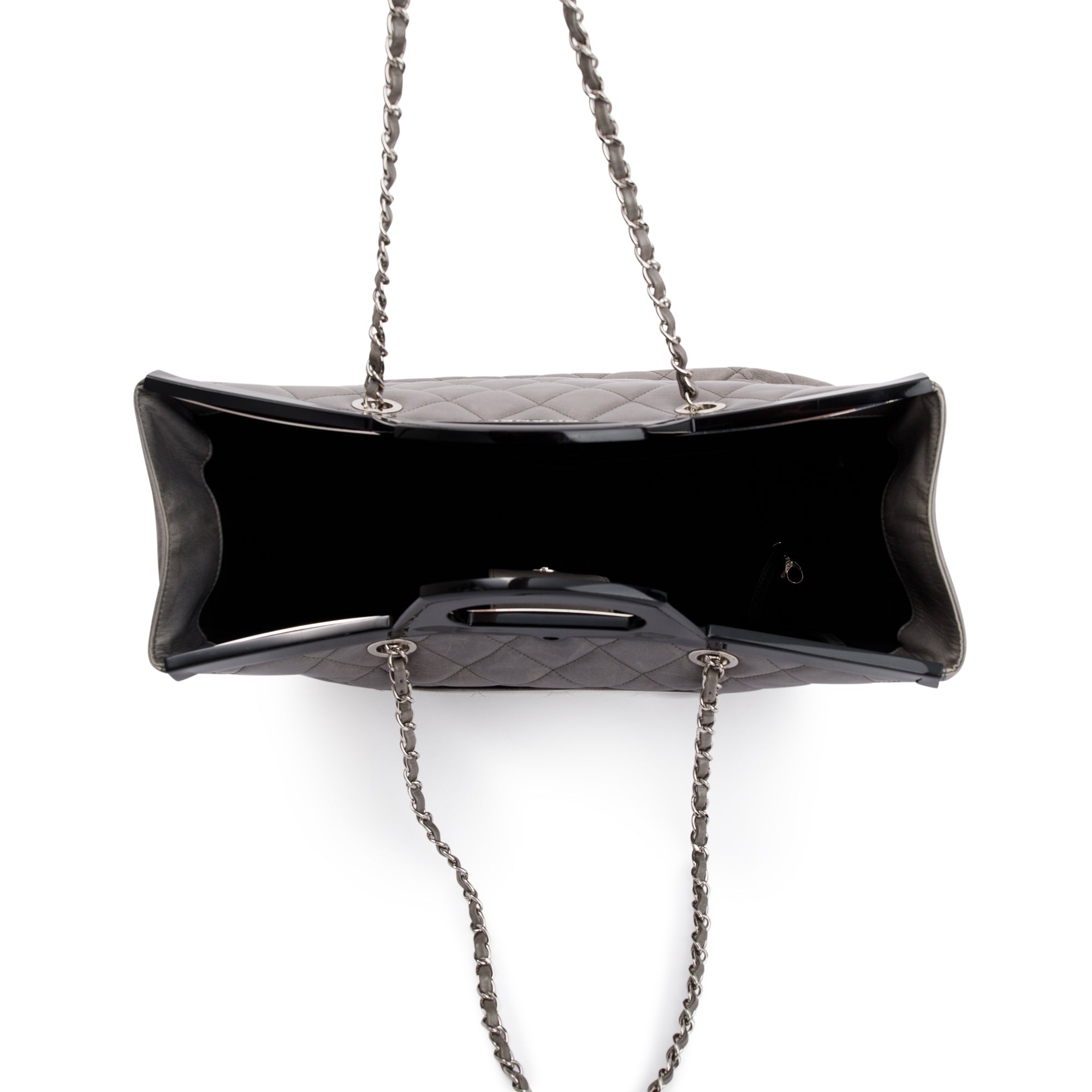 Chanel Grey Glazed Calfskin Leather Large CC Delivery Tote