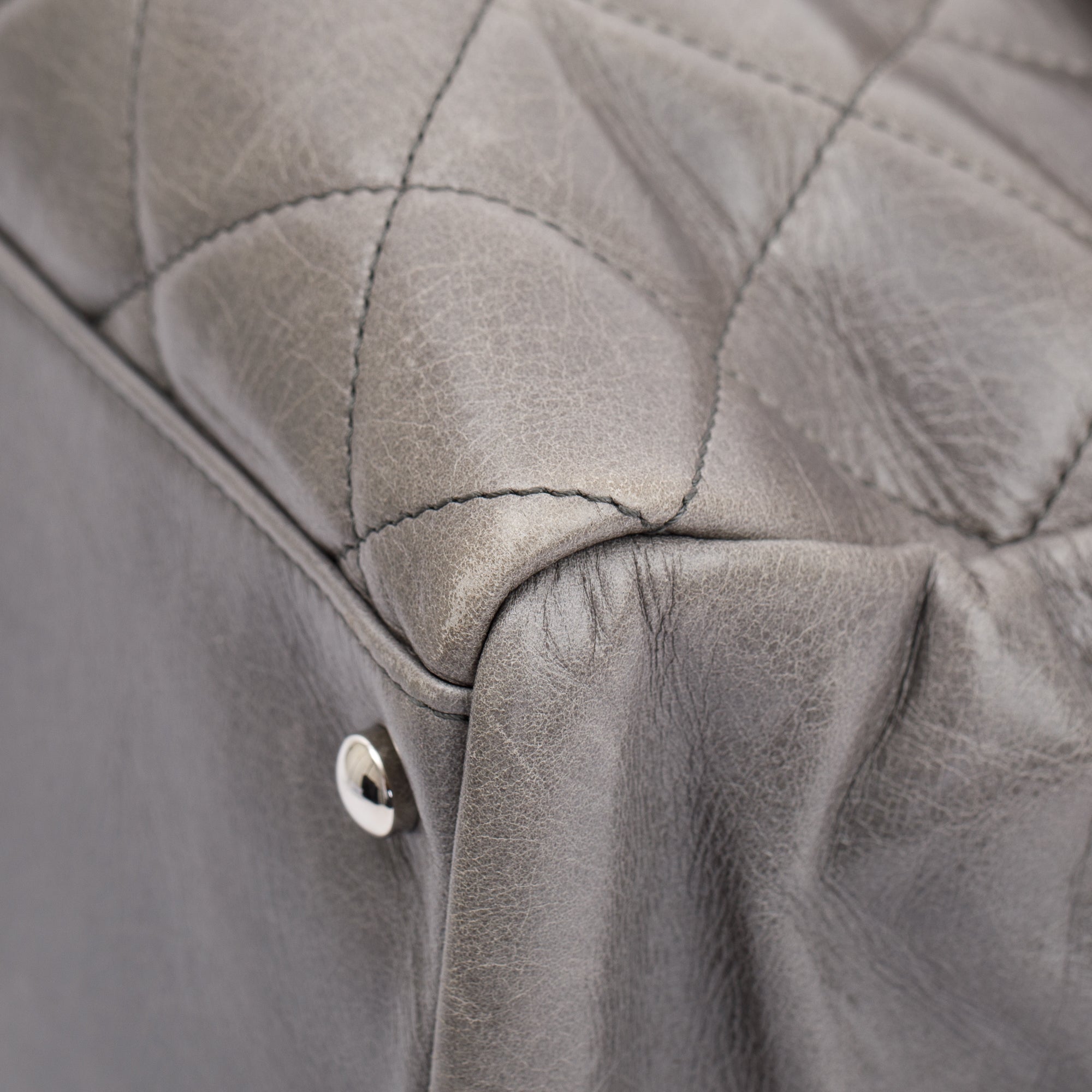 Chanel Grey Glazed Calfskin Leather Large CC Delivery Tote