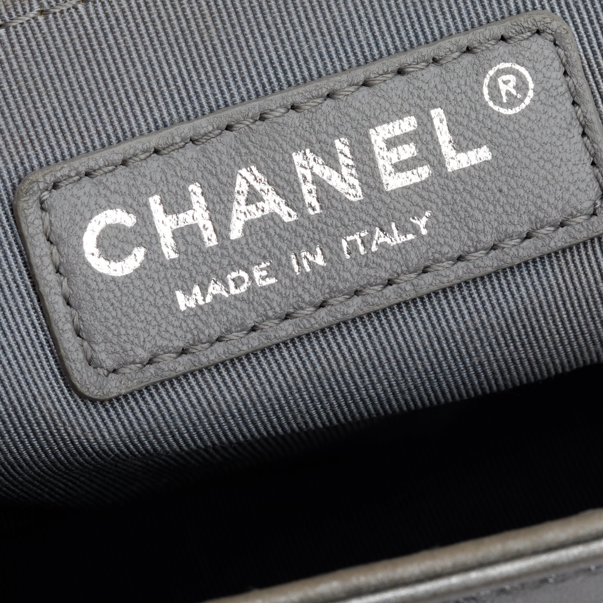 Chanel Grey Metallic Lambskin Leather Medium Boy Bag