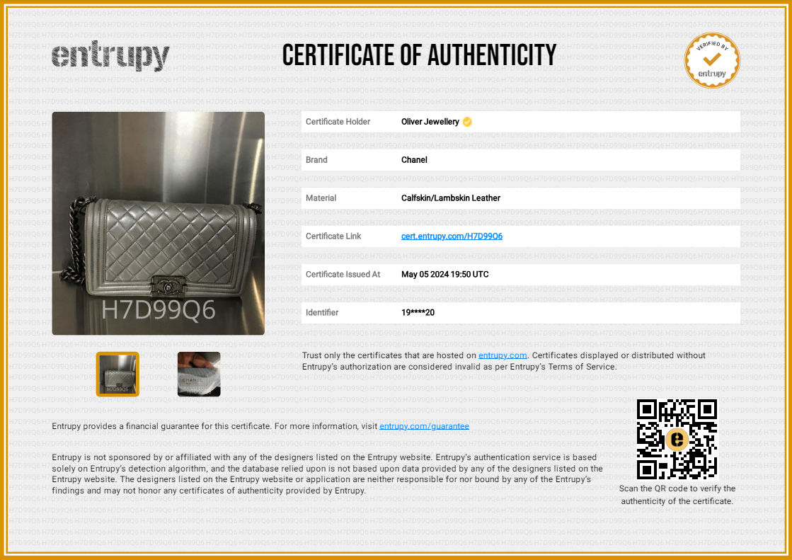 Chanel Grey Metallic Lambskin Leather Medium Boy Bag