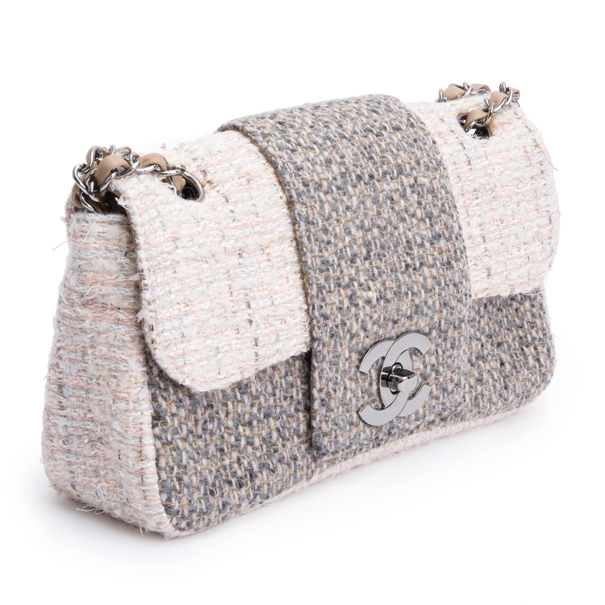 Chanel Grey Multicolor Tweed Medium Fantasy Flap Bag w/ Authenticity Card