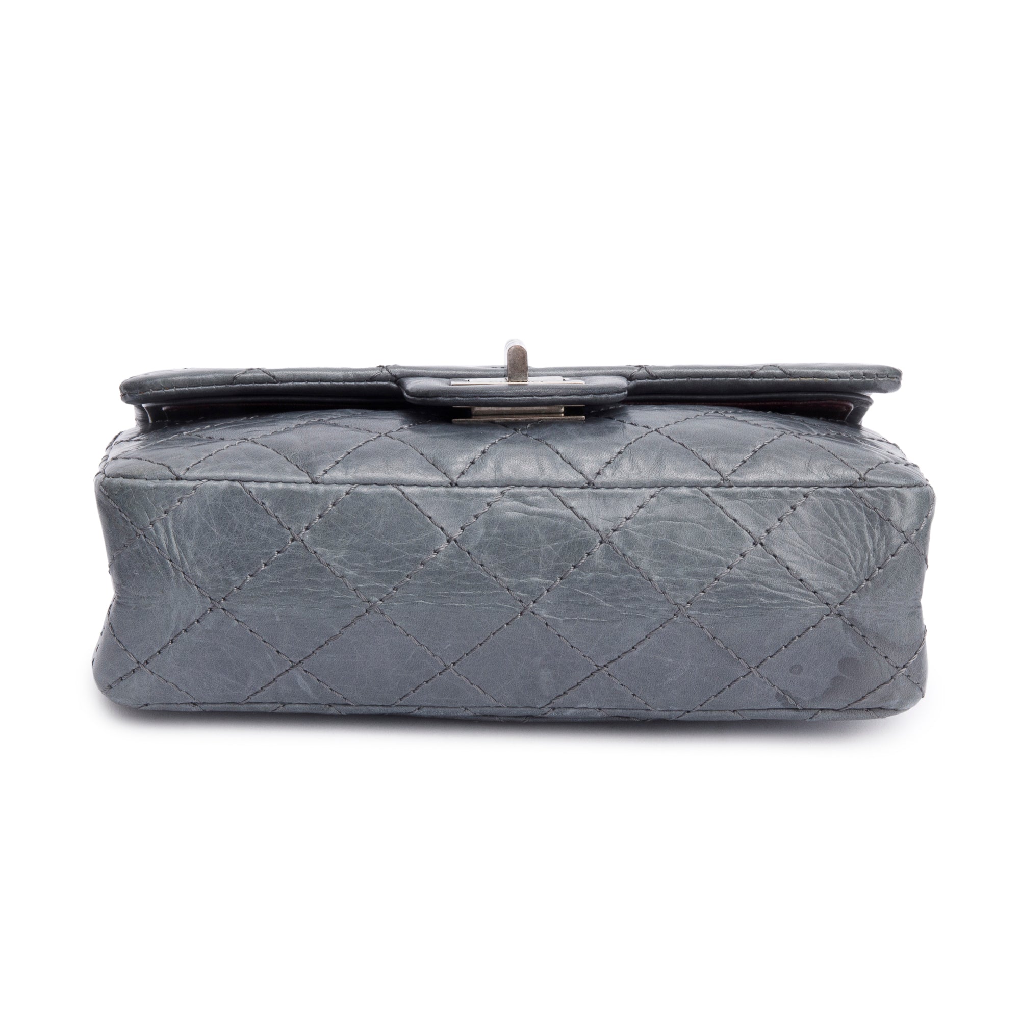 Chanel Grey Quilted Calfskin Leather 2.55 Reissue Mini Double Flap Bag