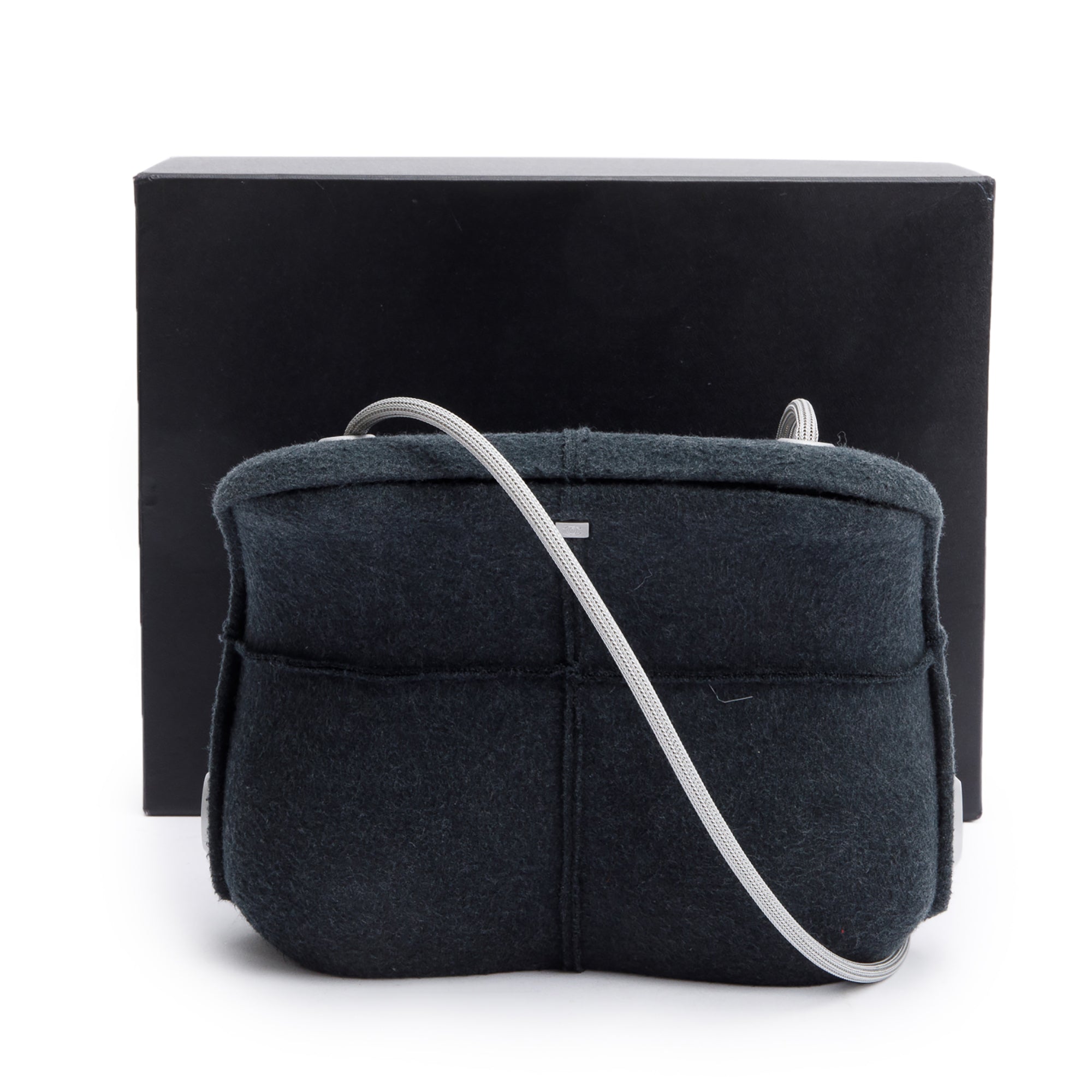 Chanel Grey Wool Identification Millenium Crossbody Bag w/ Box & Authenticity Card