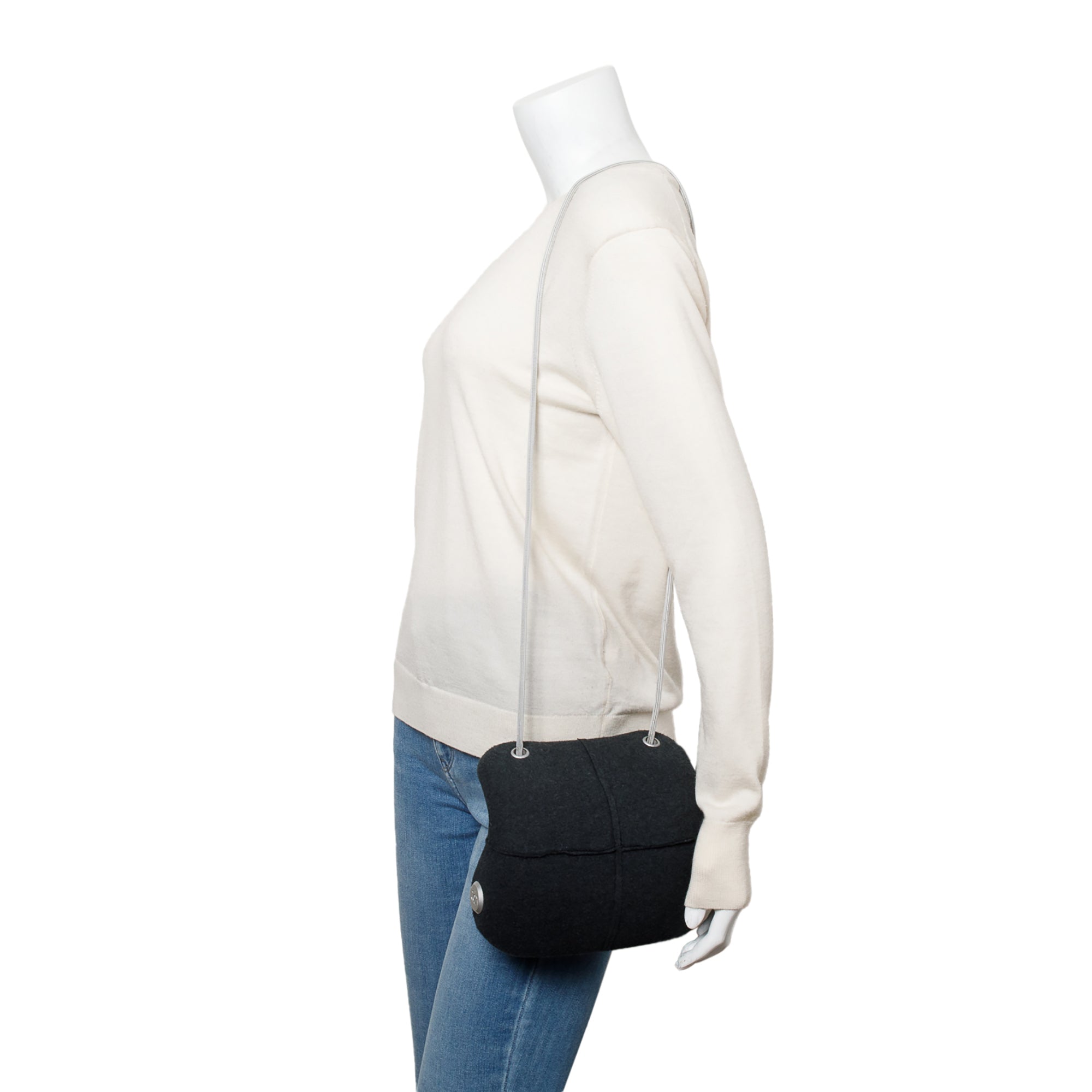 Chanel Grey Wool Identification Millenium Crossbody Bag w/ Box & Authenticity Card