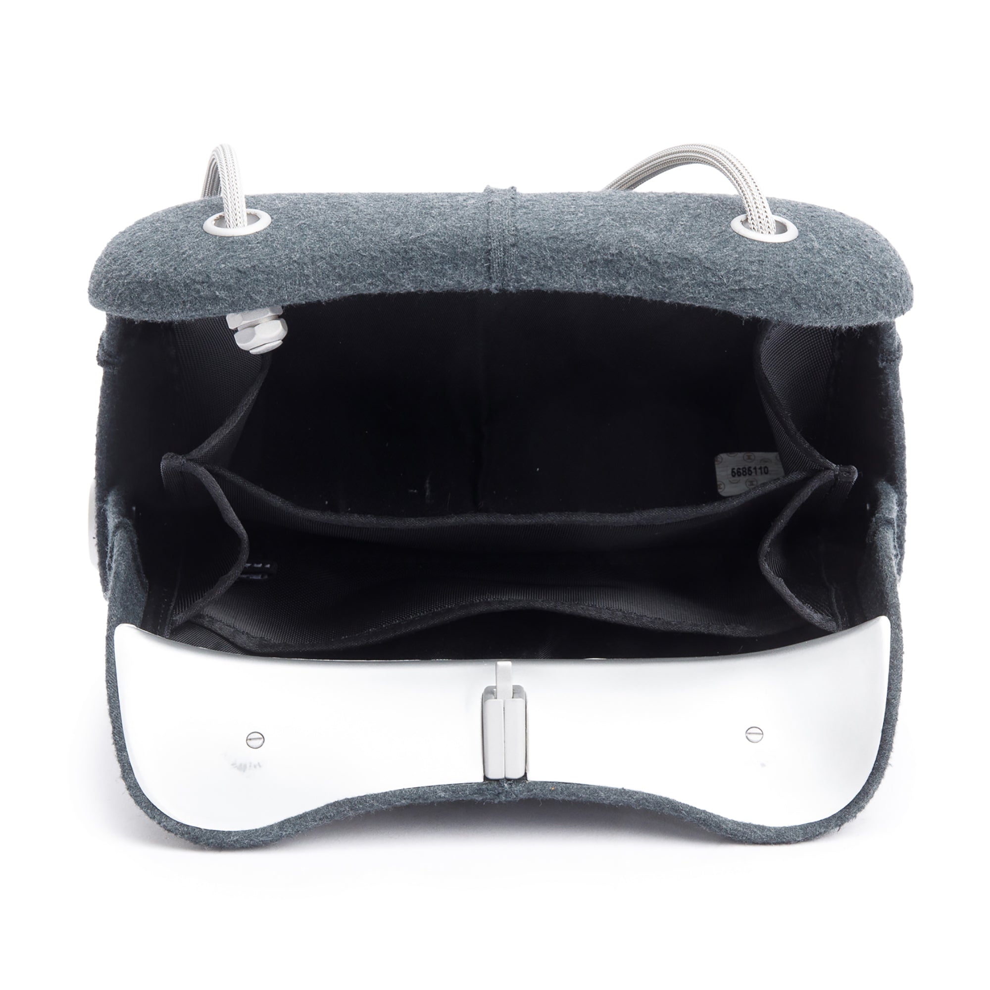 Chanel Grey Wool Identification Millenium Crossbody Bag w/ Box & Authenticity Card