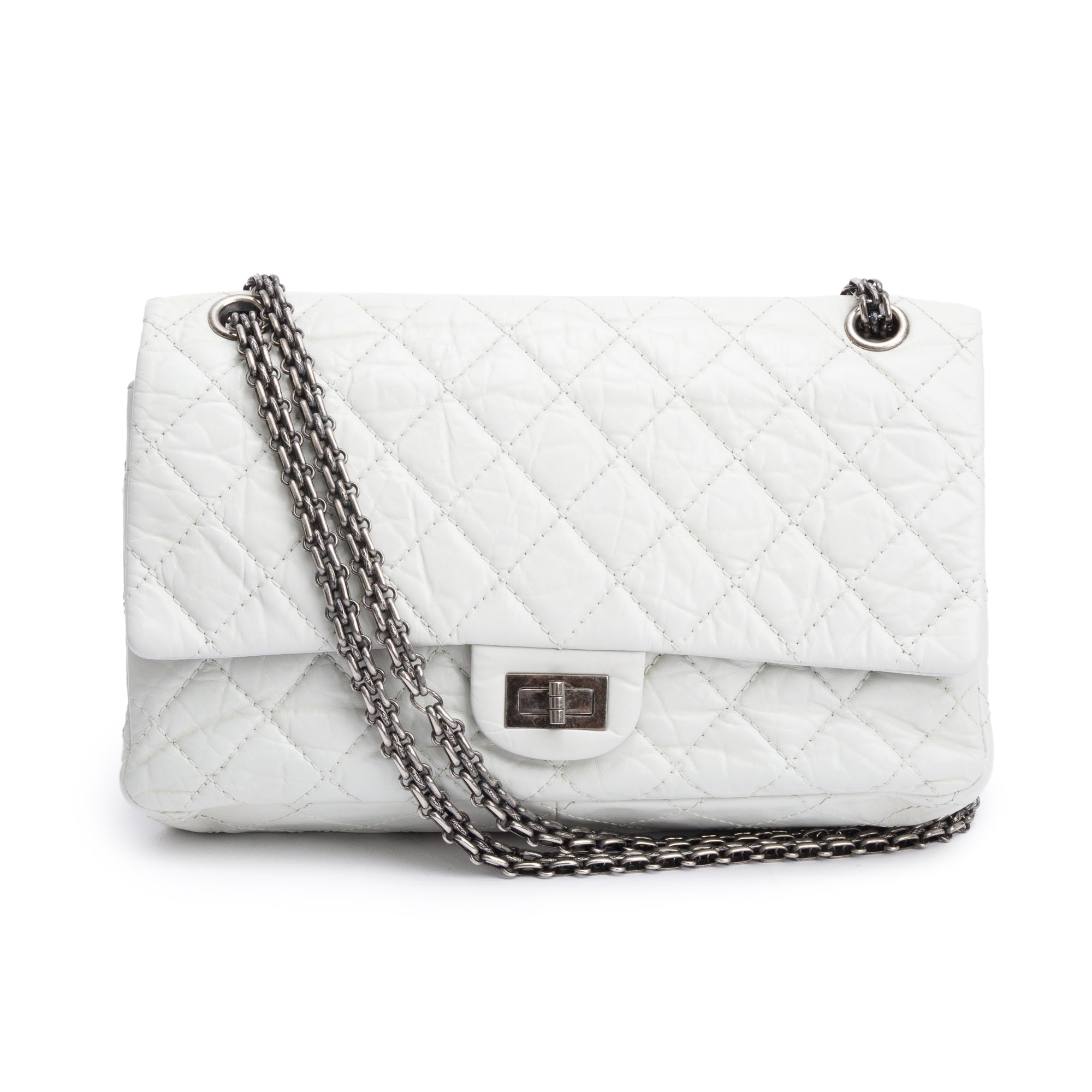 Chanel Ivory Aged Calfskin Leather 2.55 Reissue 226 Double Flap Bag