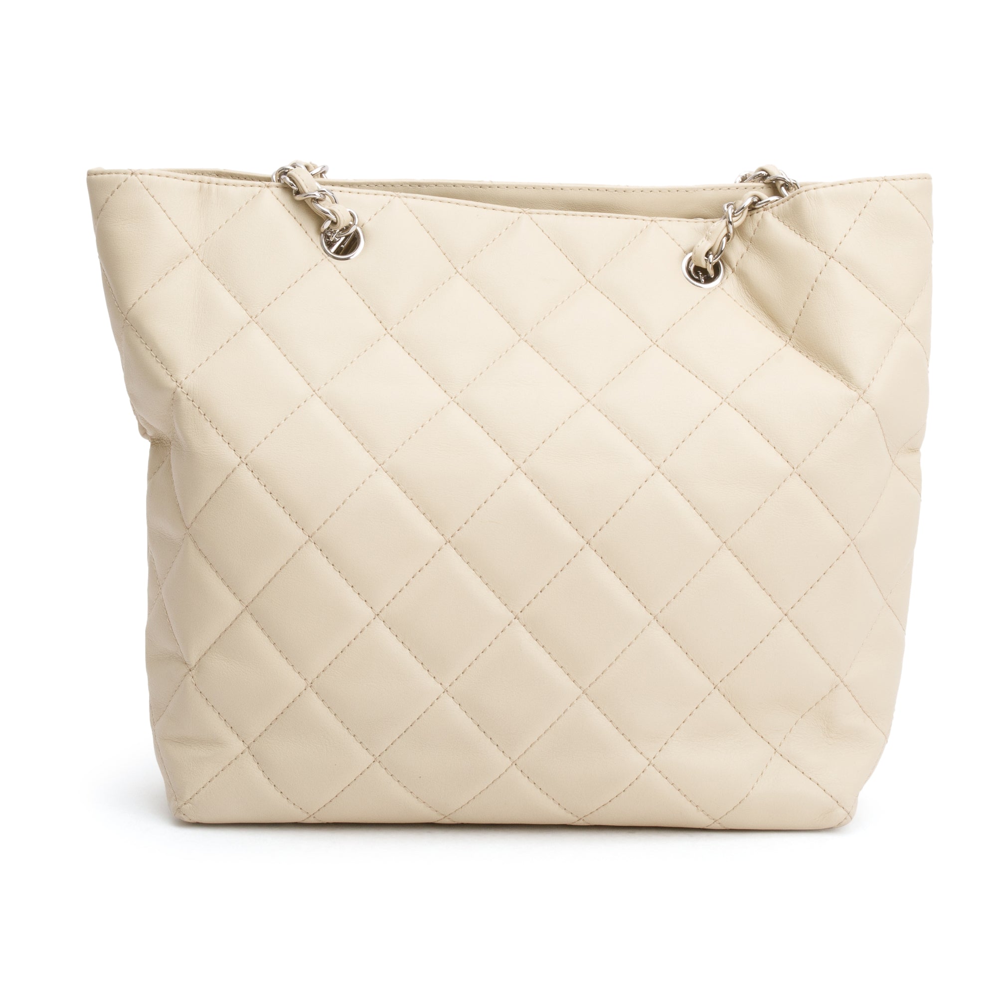 Chanel Ivory Quilted Calfskin Leather In the Business North South Tote w/ Authenticity Card