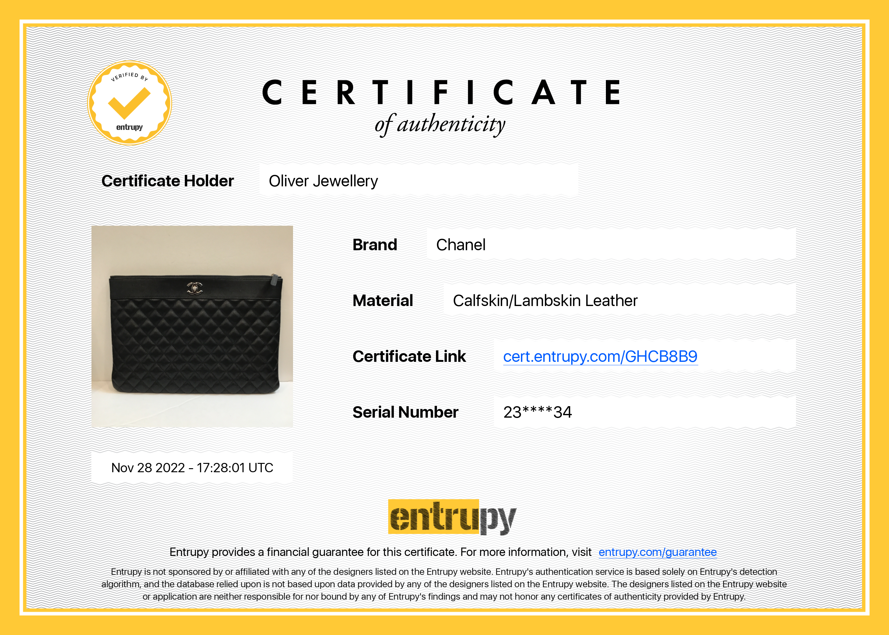 Chanel Large Mademoiselle Quilted Lambskin Leather O-Case Clutch w/ Box