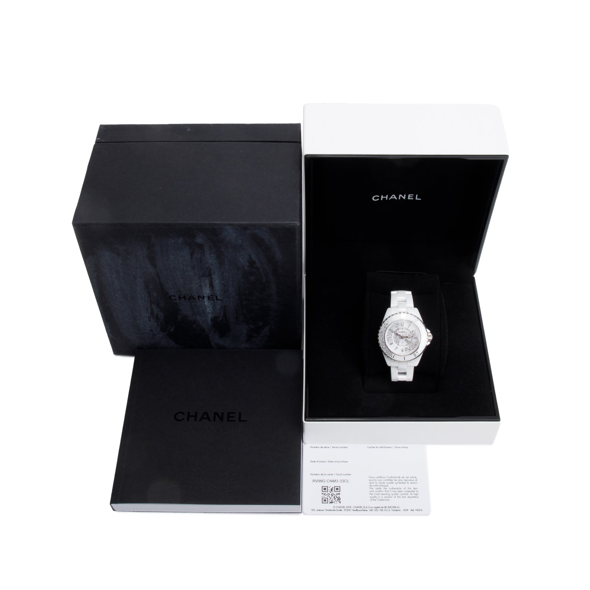 Chanel Limited Edition White Ceramic 33 MM J12 Diamond Dial Watch H6477 w/ Box & Papers