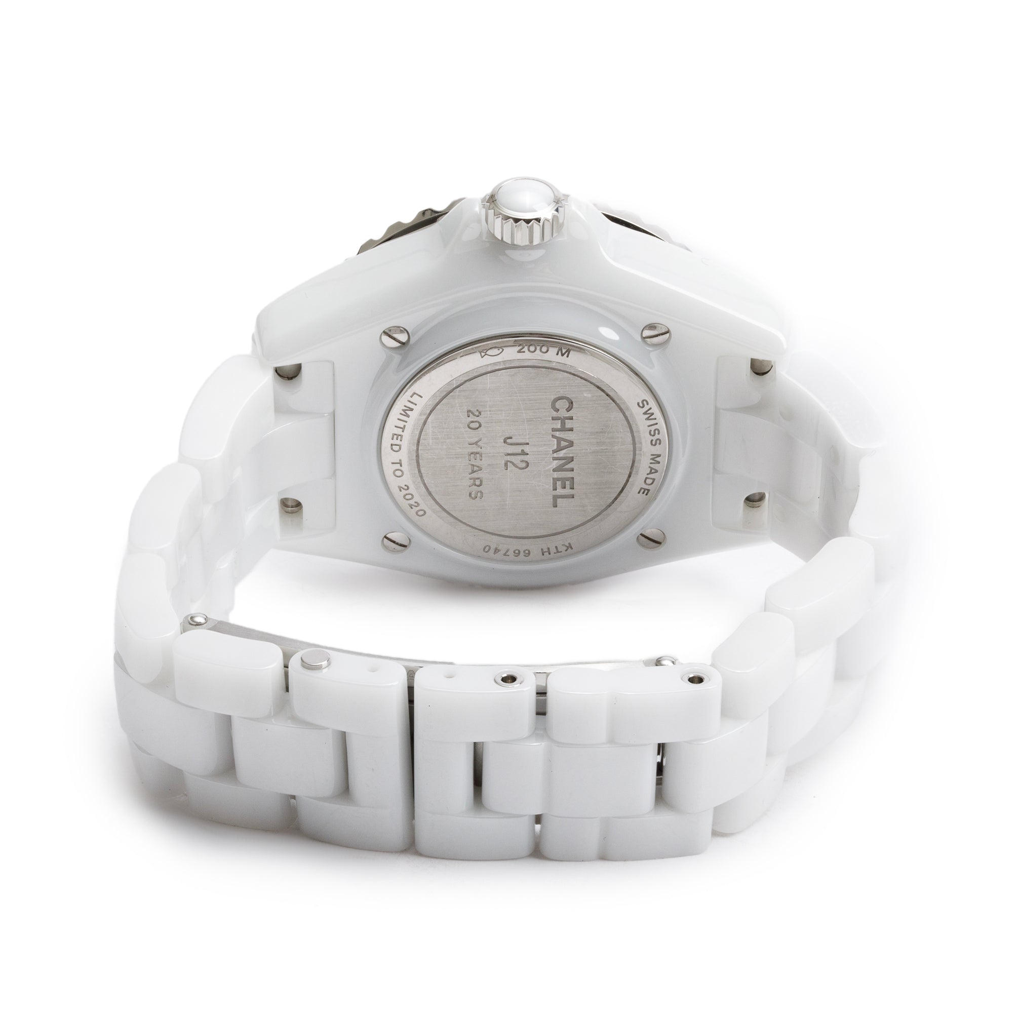 Chanel Limited Edition White Ceramic 33 MM J12 Diamond Dial Watch H6477 w/ Box & Papers