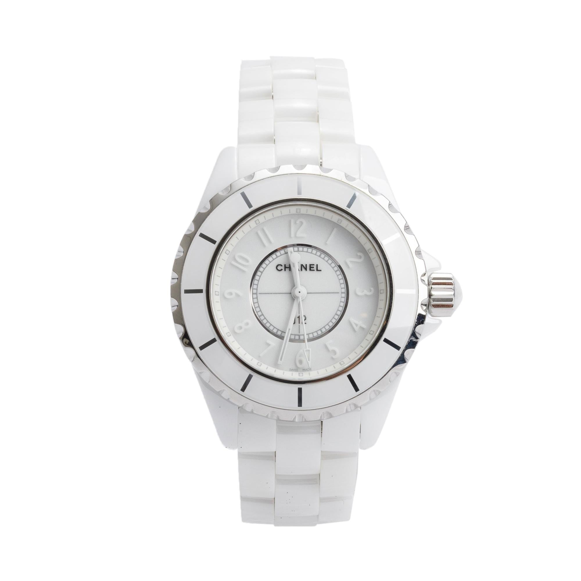 Chanel Limited Edition White Ceramic 33 MM J12 Phantom Watch w/ Box