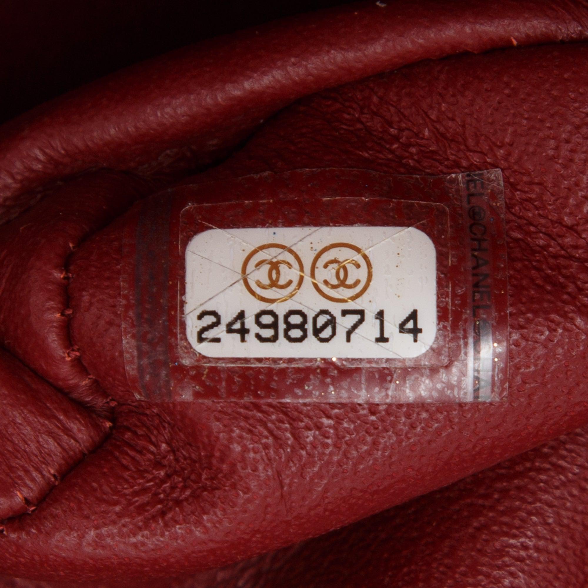 Chanel Maroon Lambskin Leather Classic Medium Double Flap Bag w/ Box & Authenticity Card