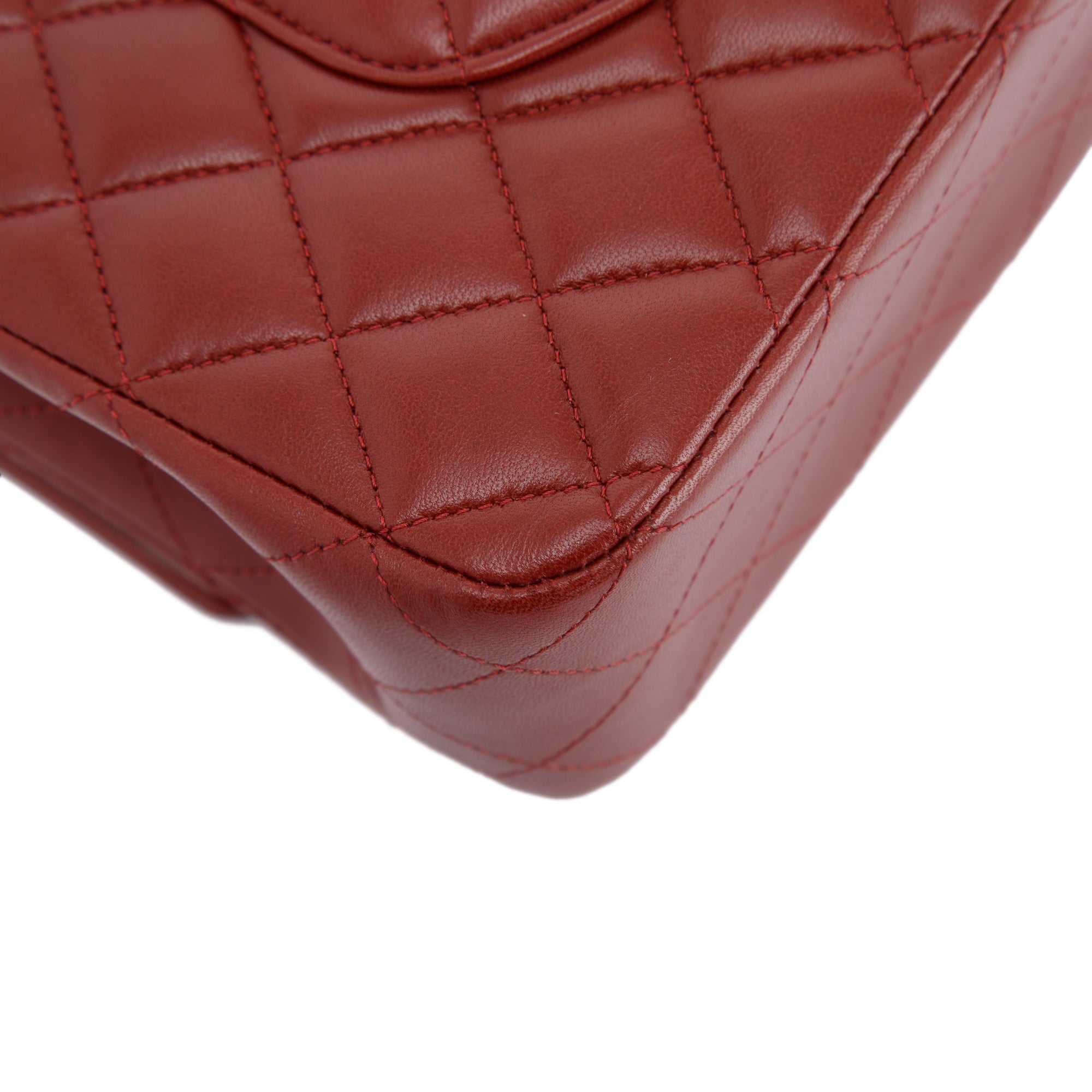 Chanel Maroon Lambskin Leather Classic Medium Double Flap Bag w/ Box & Authenticity Card
