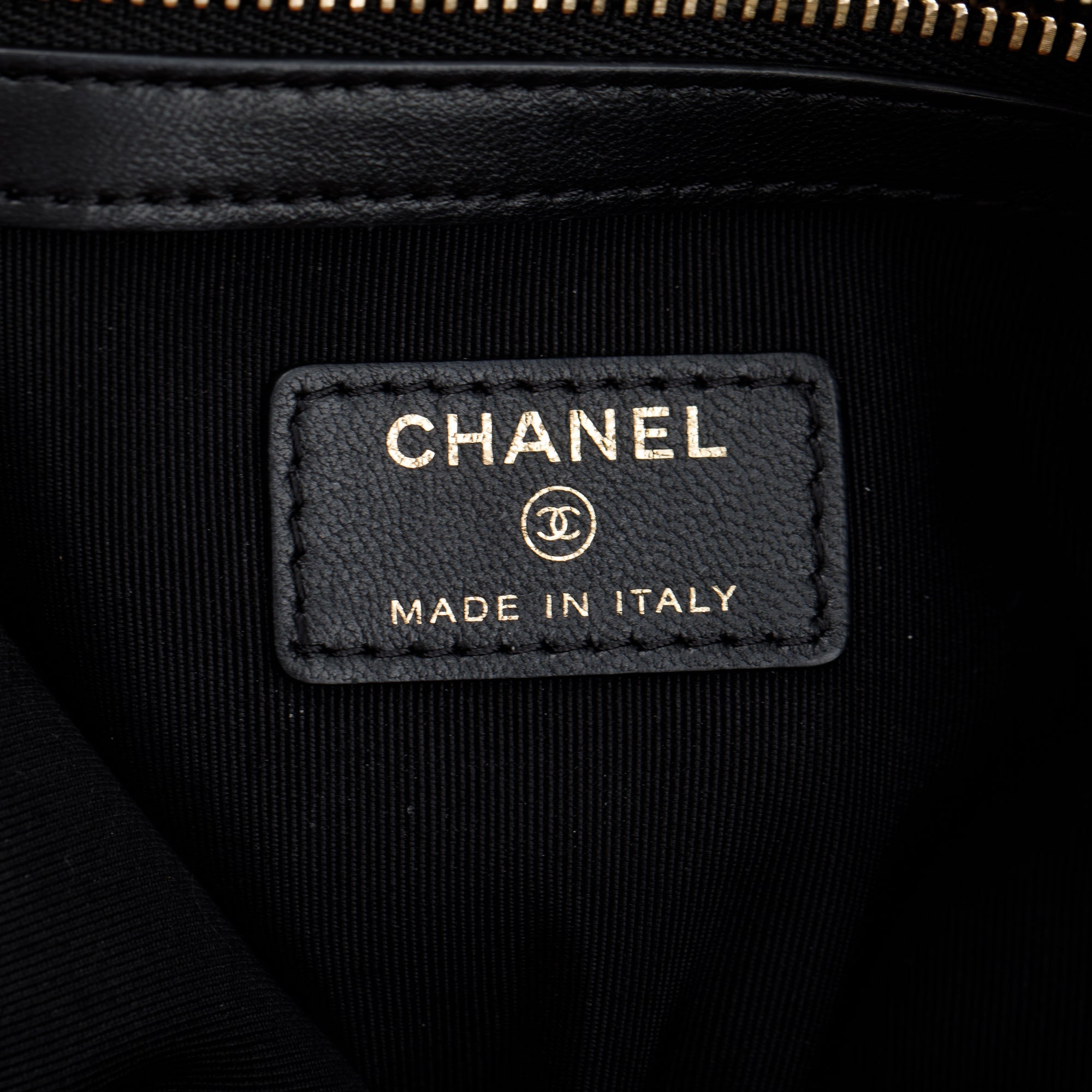 Chanel Medium Quilted Black Lambskin Leather O-Case Clutch