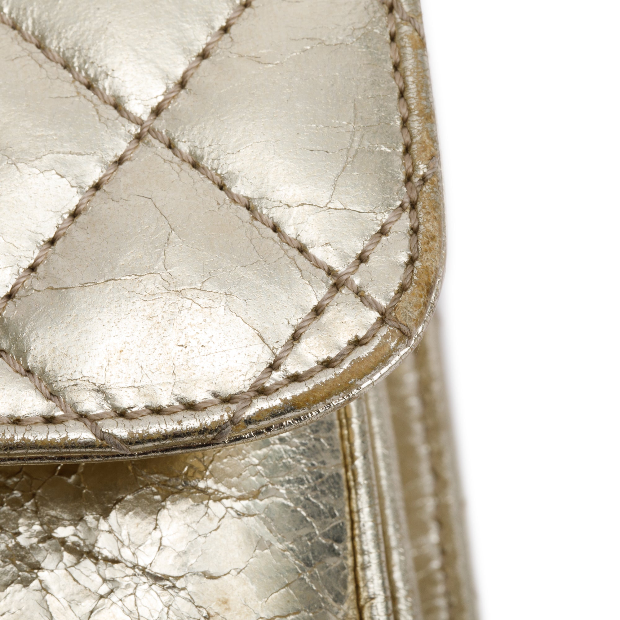 Chanel Metallic Gold Calfskin Leather Small Clams Pocket Flap Bag