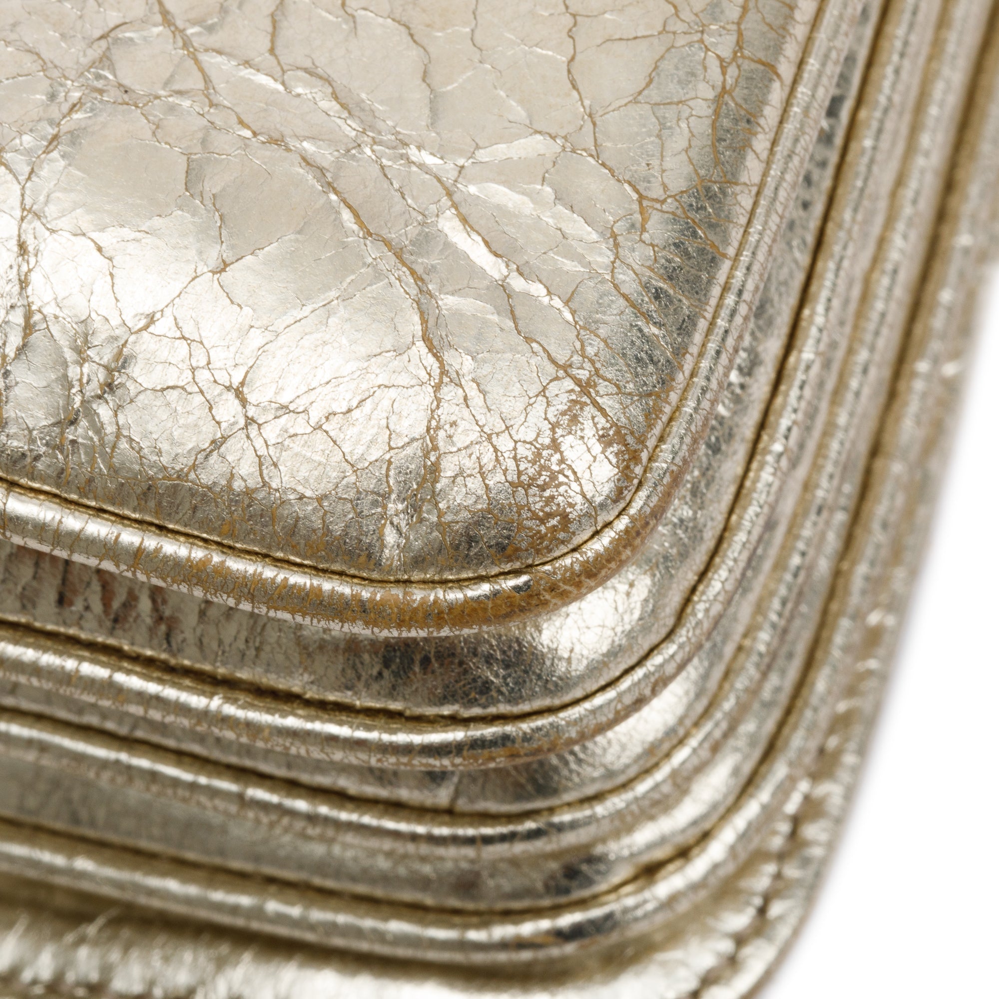 Chanel Metallic Gold Calfskin Leather Small Clams Pocket Flap Bag