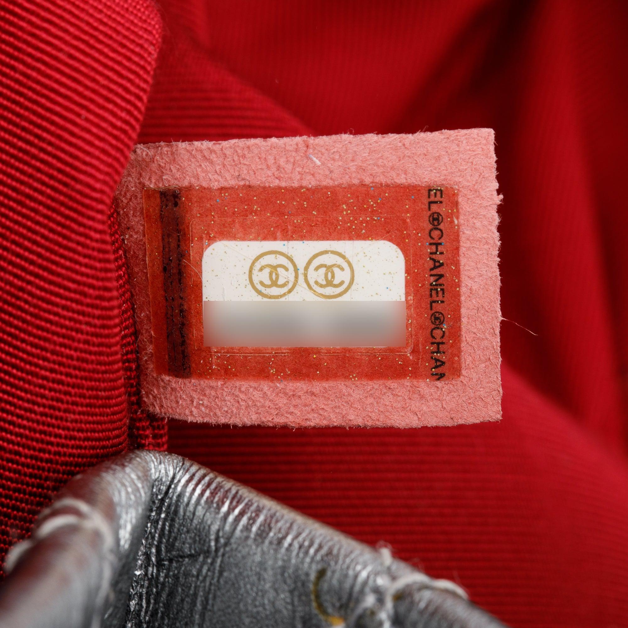 Chanel Metallic Silver Aged Calfskin Leather Small Gabrielle Backpack w/ Authenticity Card