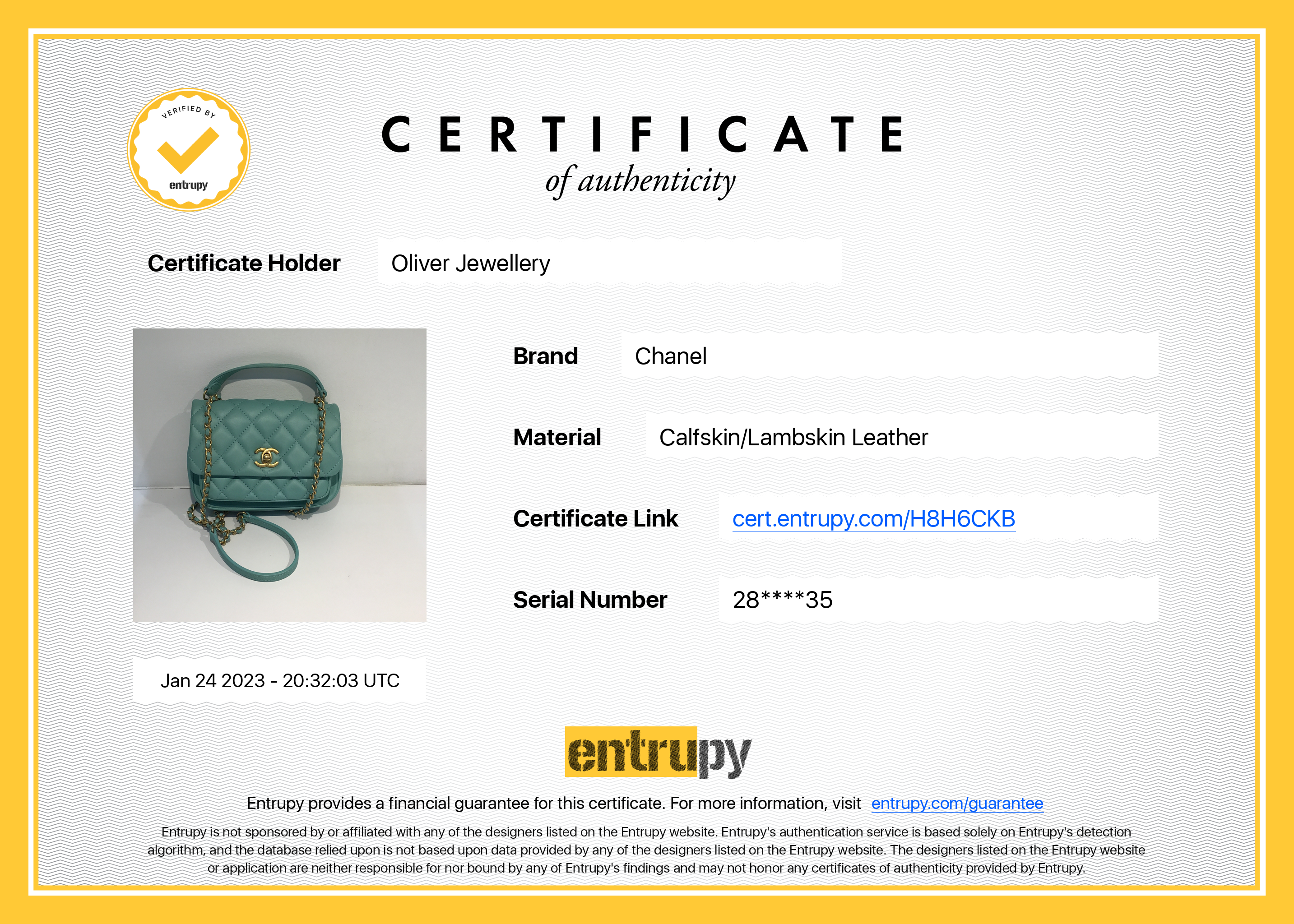 Chanel Mini Top Handle Flap Bag w/Authenticity Card