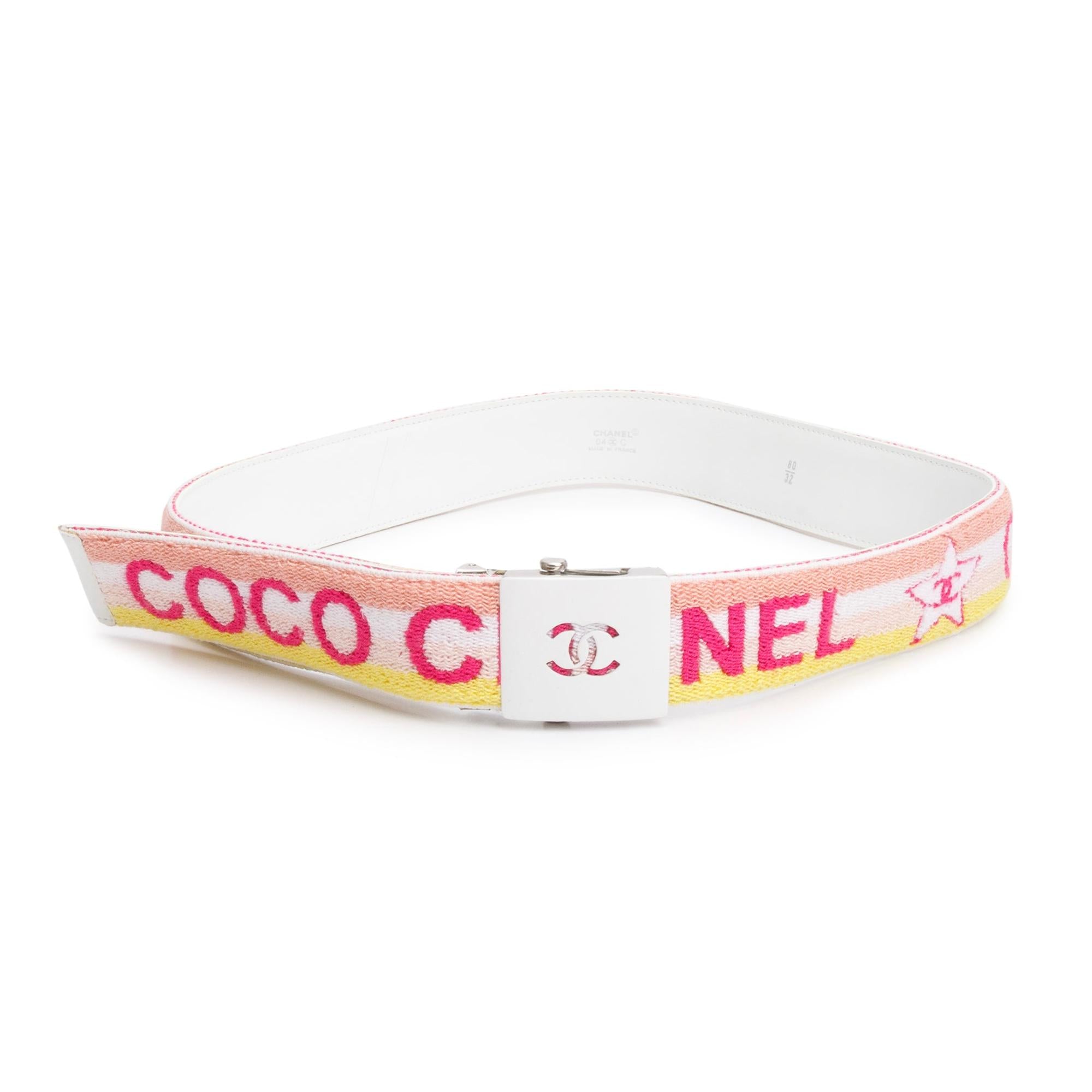 Chanel Muliticolor Coco Chanel Canvas Interlocking CC Logo Belt 80 32