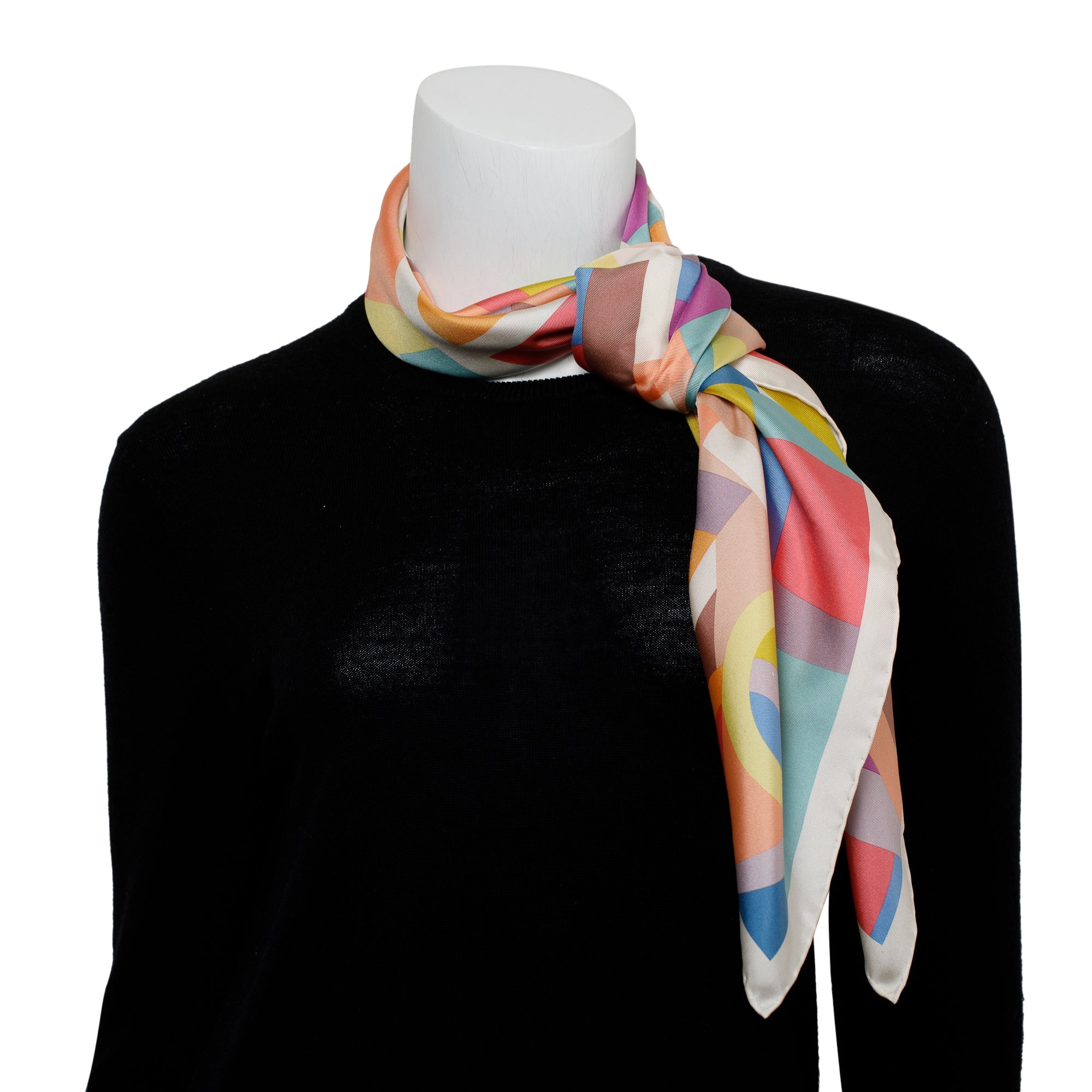Chanel Multicolor Logo Print Silk Square Scarf w/ Box