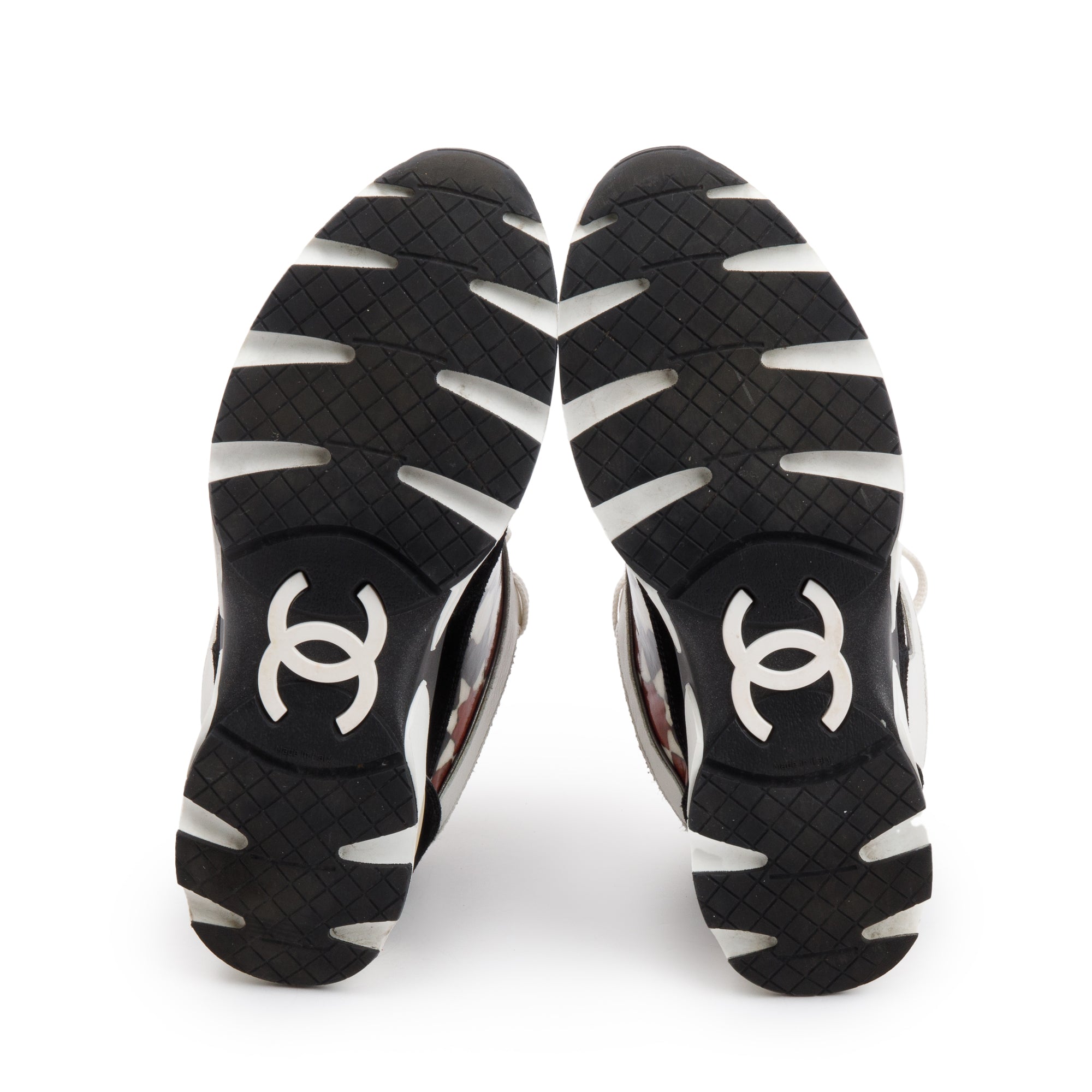 Chanel Multicolor Suede Patent Leather CC Logo Graffiti Flower Sneakers, Size 38