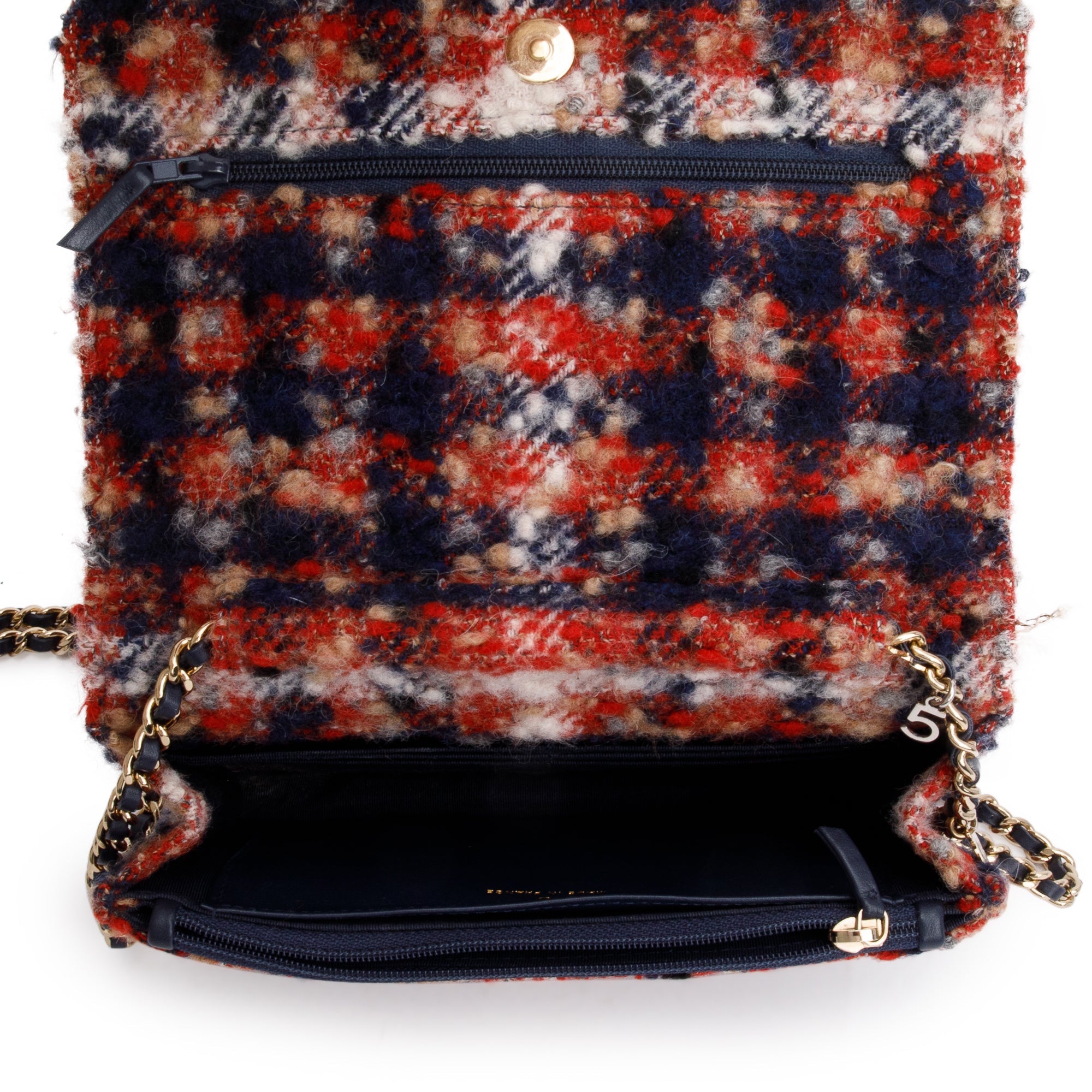 Chanel Multicolor Tweed Charms Wallet On Chain w/ Authenticity Card