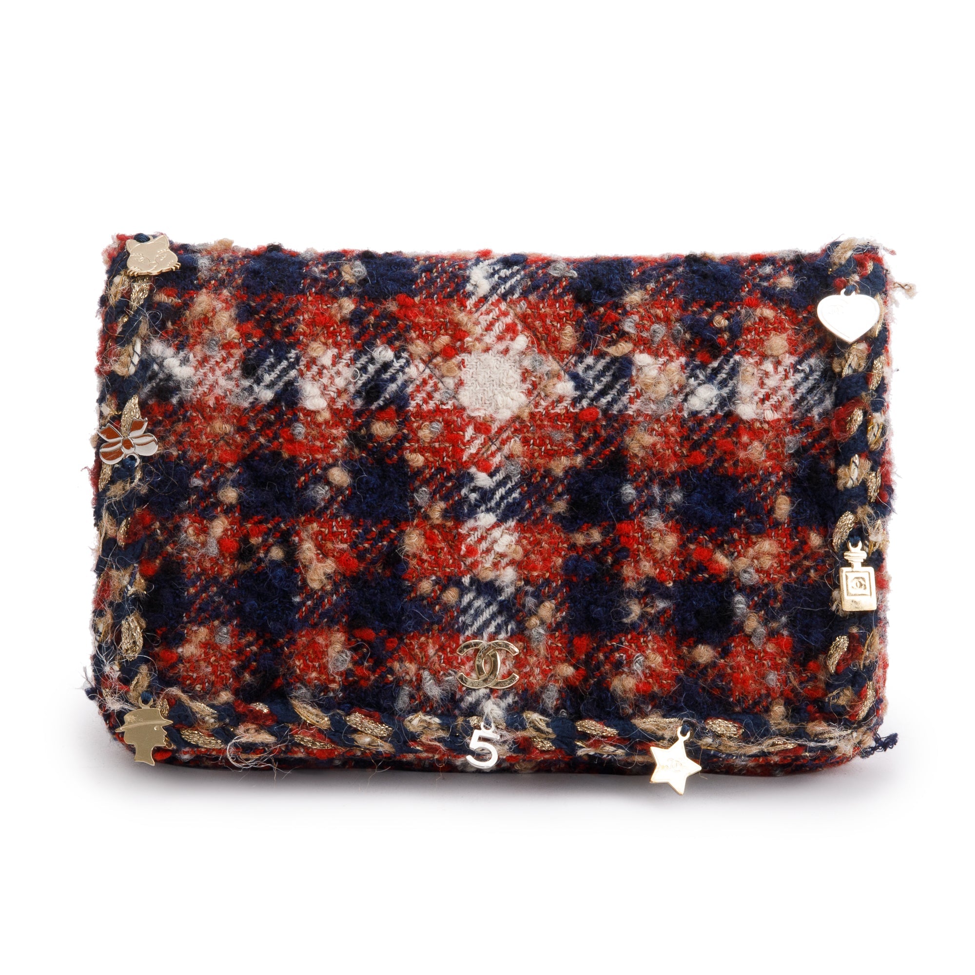 Chanel Multicolor Tweed Charms Wallet On Chain w/ Authenticity Card