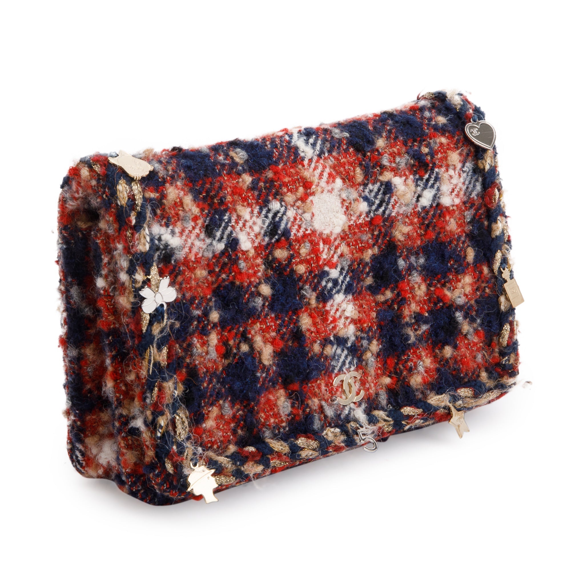 Chanel Multicolor Tweed Charms Wallet On Chain w/ Authenticity Card