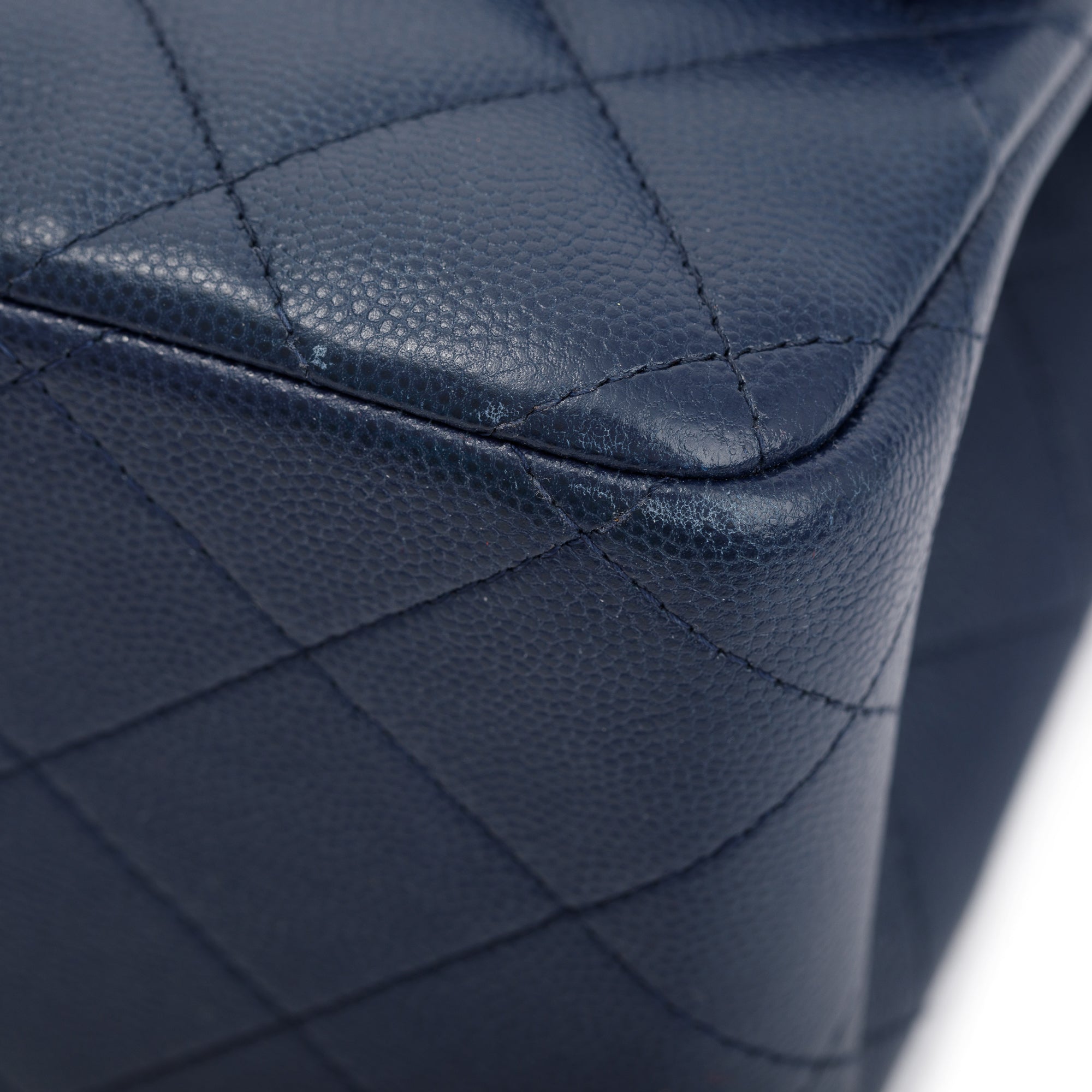 Chanel Navy Caviar Leather Classic Jumbo Double Flap Bag