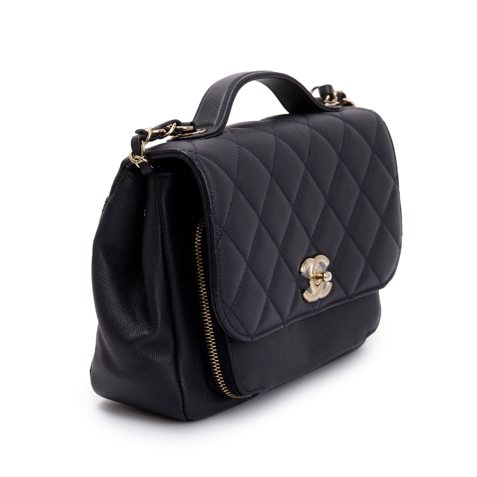 Chanel Navy Caviar Leather Medium Business Affinity Flap Bag w/ Box, Receipt & Authenticity Card