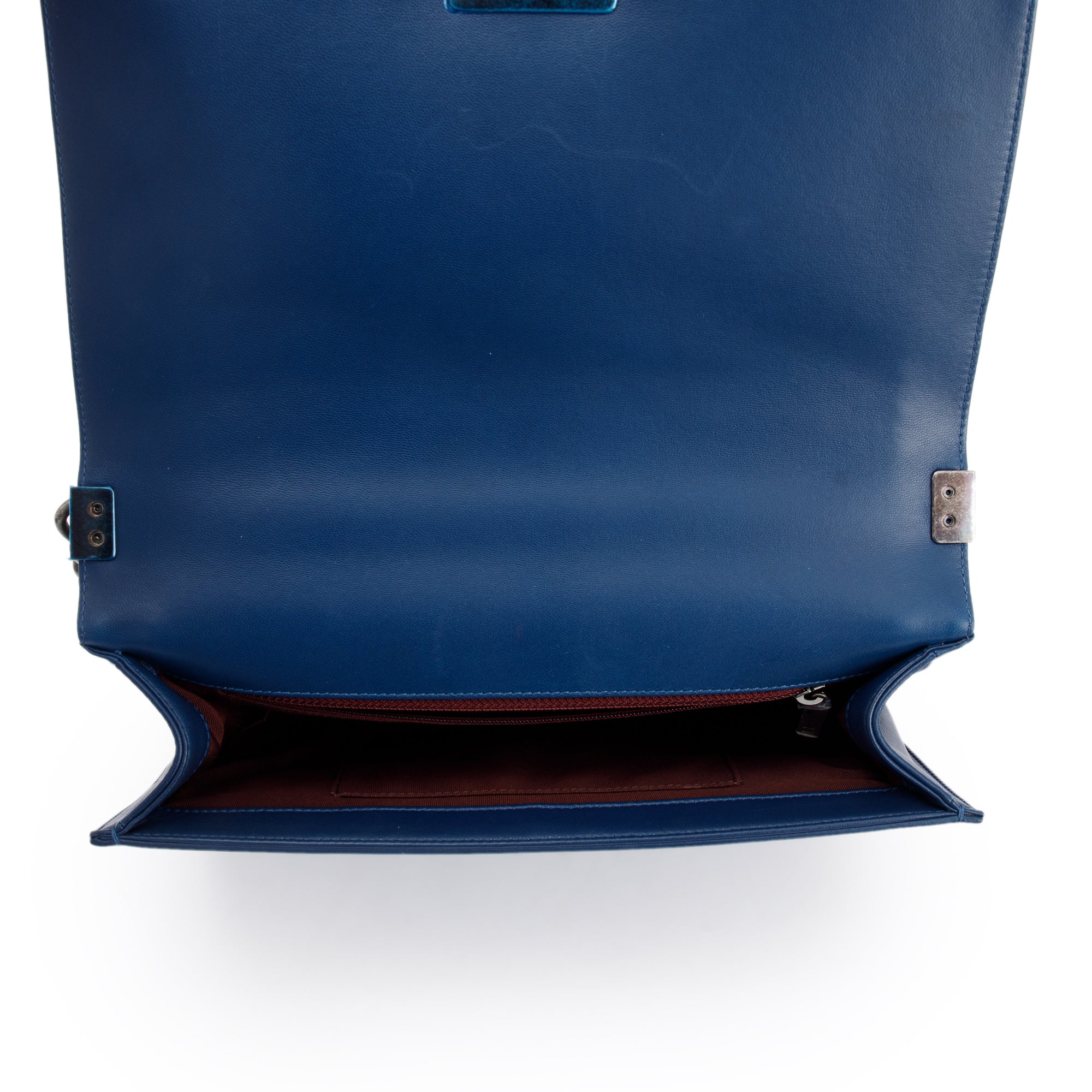 Chanel Navy Chevron Large Boy Bag