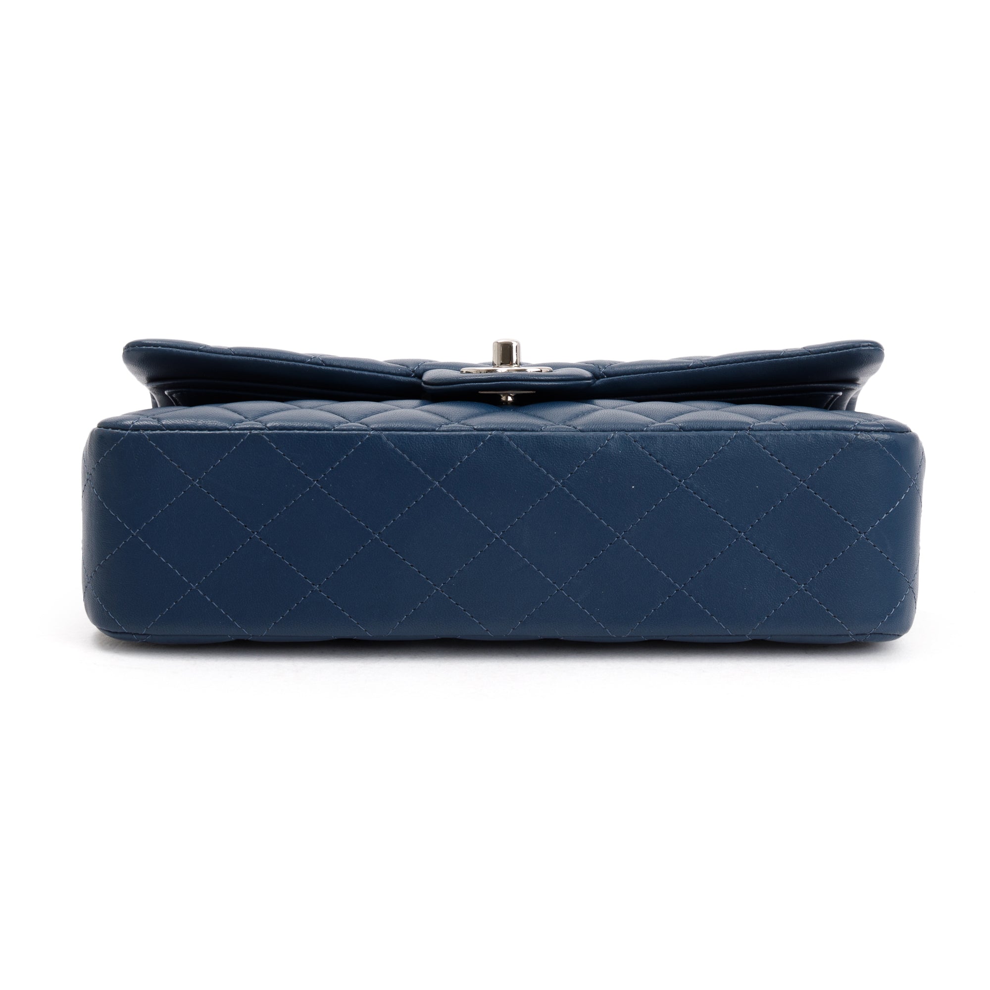 Chanel Navy Lambskin Leather Classic Medium Double Flap Bag w/ Box & Authenticity Card