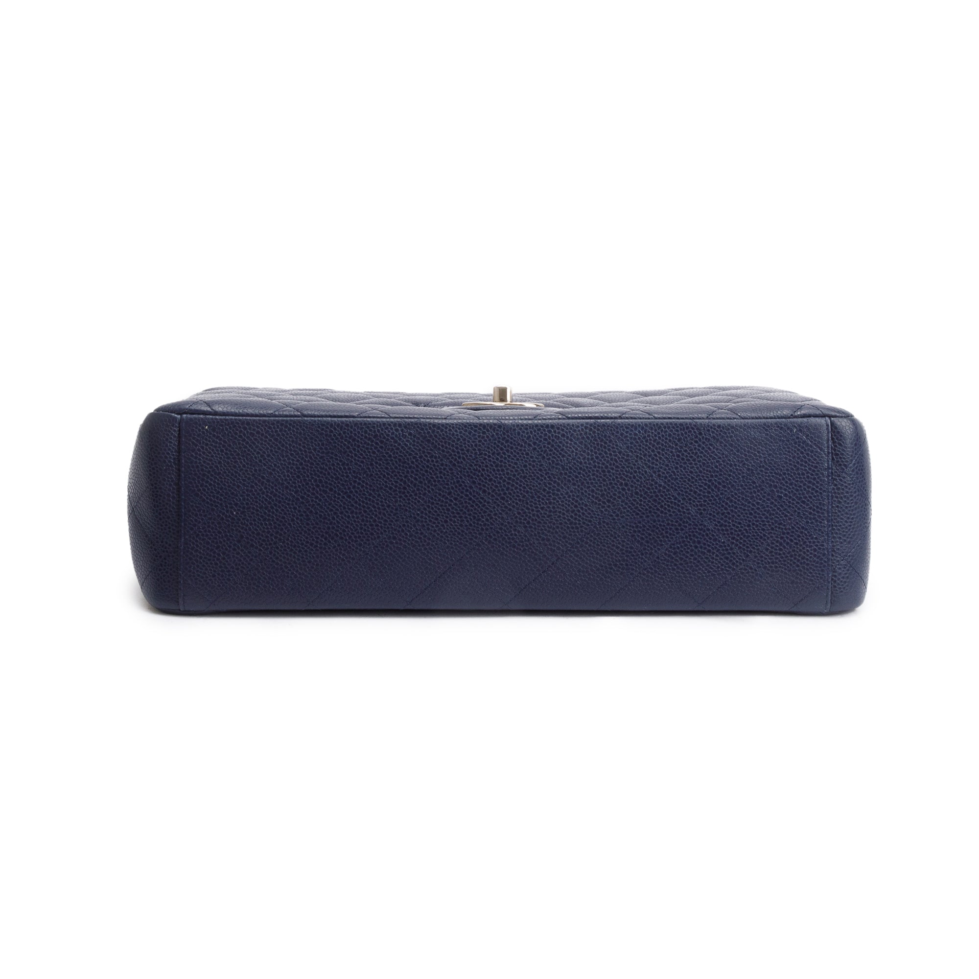 Chanel Navy Quilted Caviar Leather Classic Maxi Double Flap Bag w/ Box
