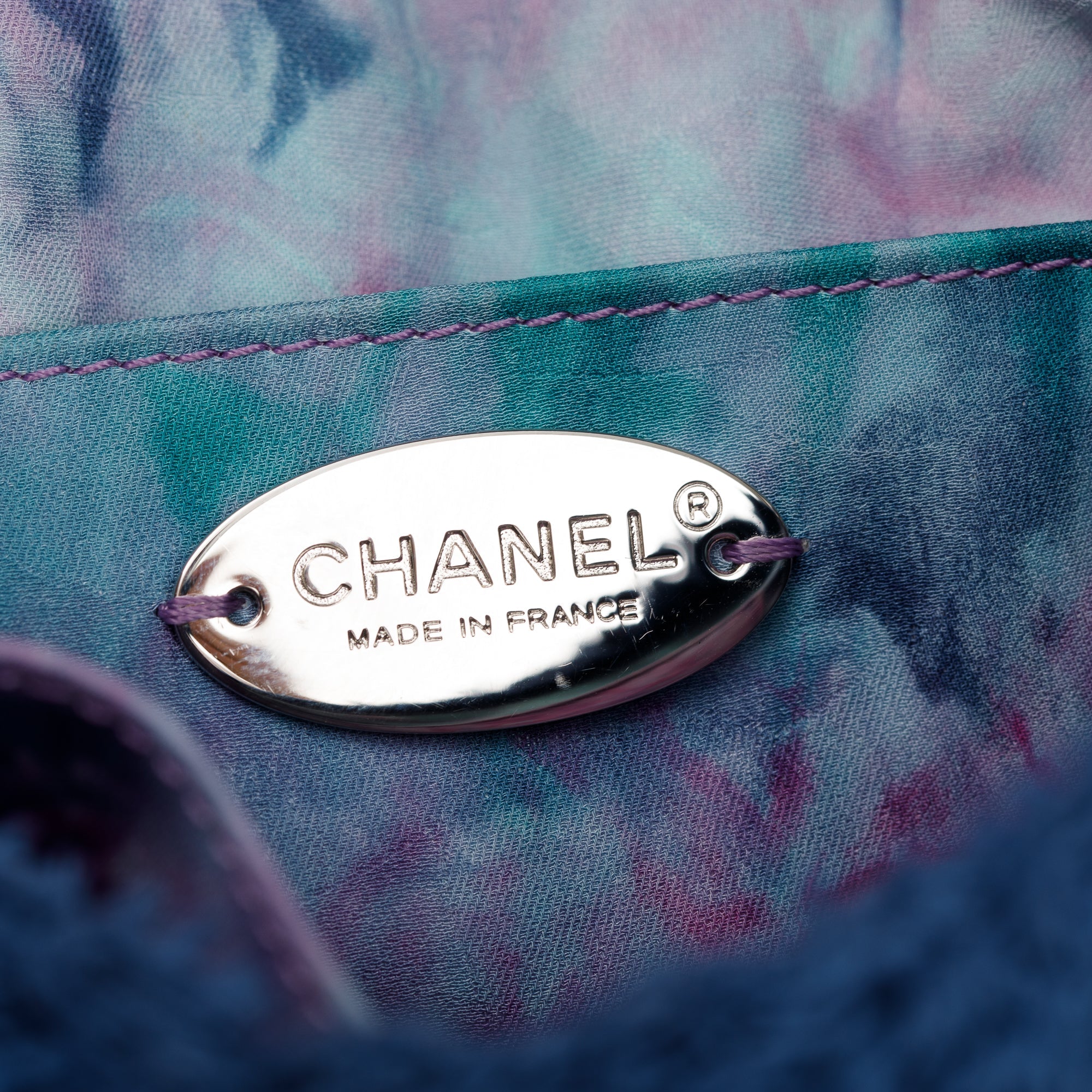 Chanel Navy Quilted Terry Cloth Small Square Flap Bag w/ Authenticity Card