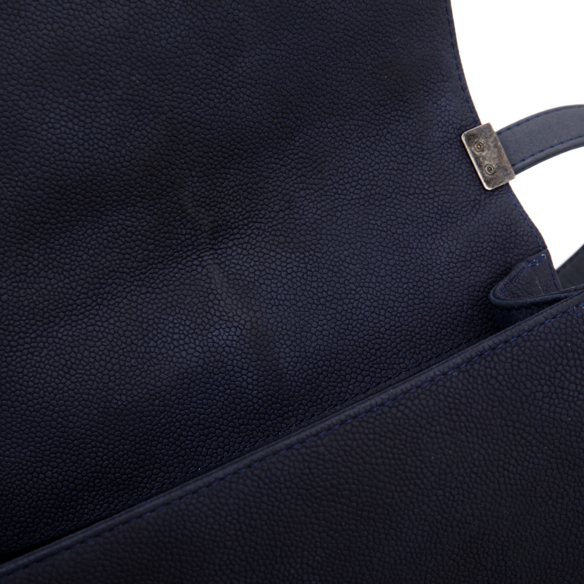 Chanel Navy Suede Calfskin Medium Boy Bag w/ Box