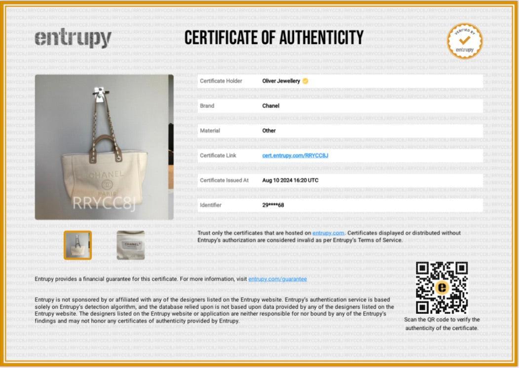 Chanel Neutral Canvas Tan Calfskin Pearl Medium Deauville Shopping Tote w/ Authenticity Card